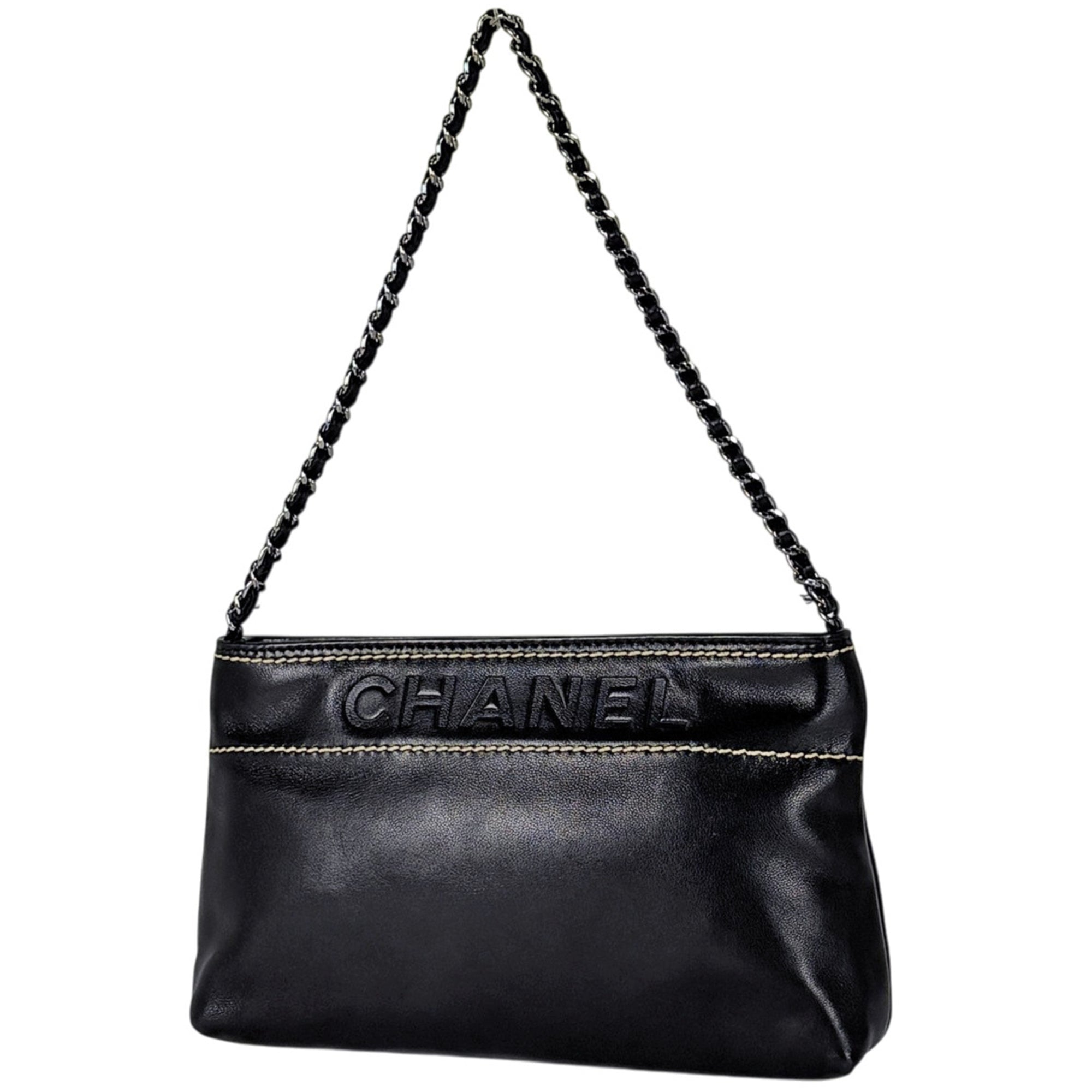 Chanel Black Leather Handbag Pouch (Pre-Owned)