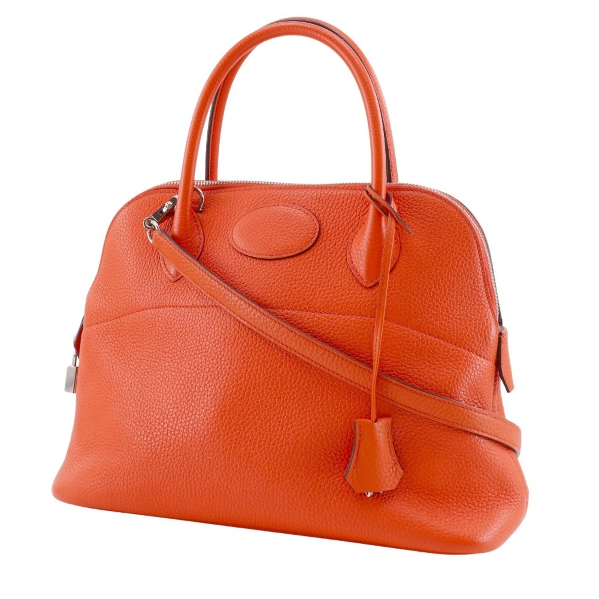 Hermes Bolide Orange Taurillon Clemence Leather Handbag (Pre-Owned)