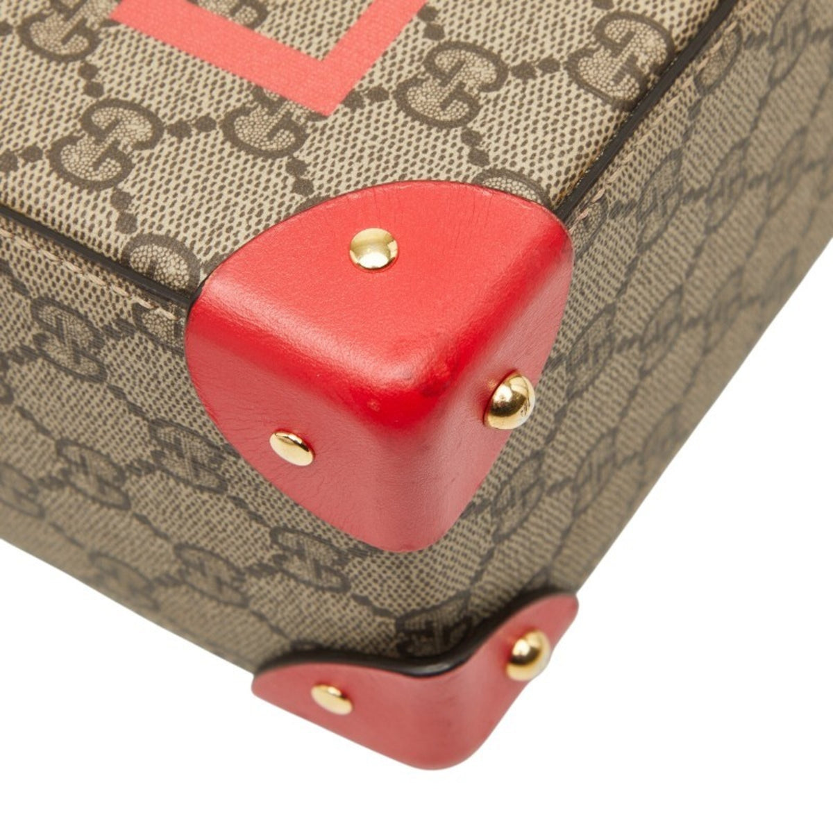 Gucci Beige Red Color Pvc Leather Handbag Shoulder Bag (Pre-Owned)