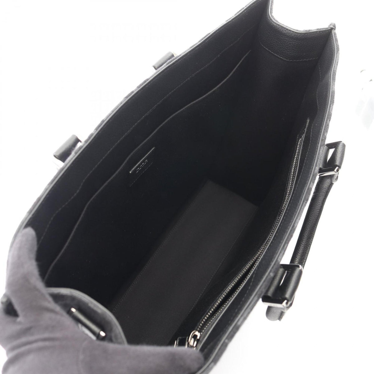 Christian Dior Black Canvas Leather Handbag Tote Bag (Pre-Owned)