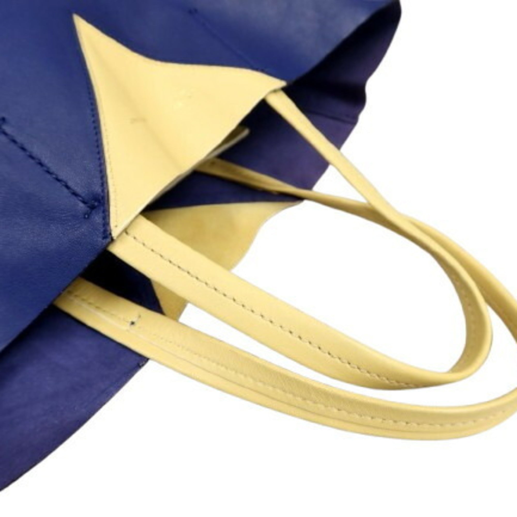 Celine Blue Cream Yellow Leather Handbag Shoulder Bag Tote Bag (Pre-Owned)