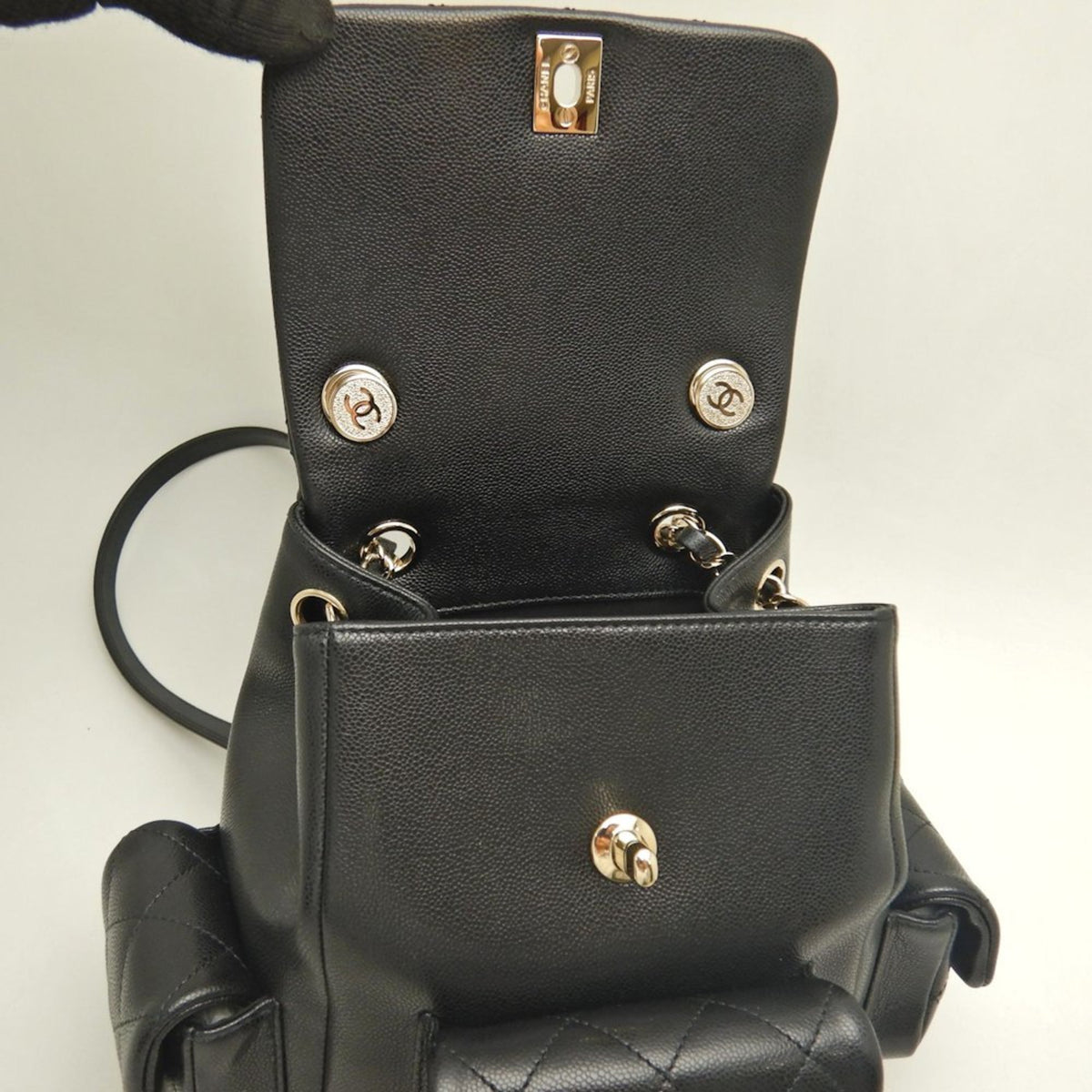 Chanel Black Grained Calfskin Backpack (Pre-Owned)