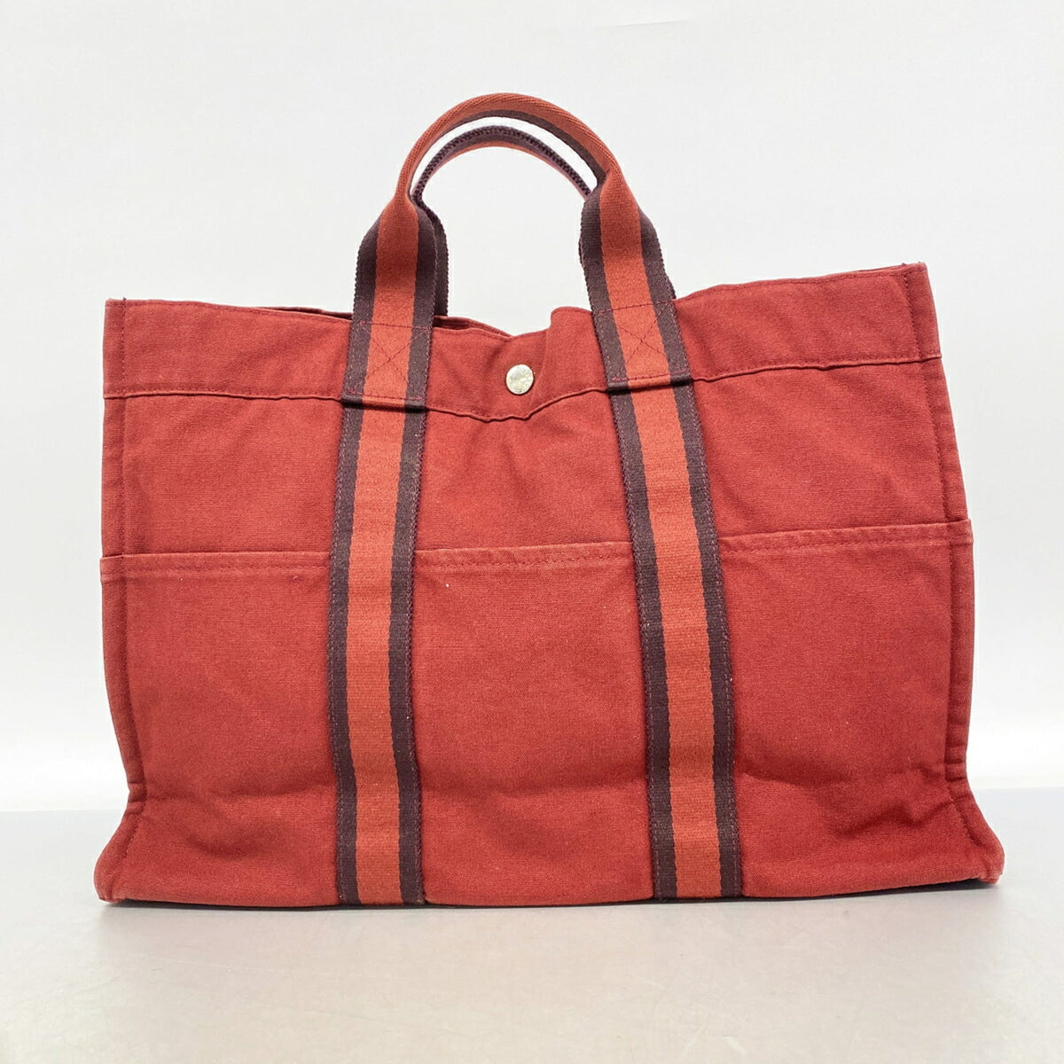 Hermes Red Color Canvas Tote Bag (Pre-Owned)