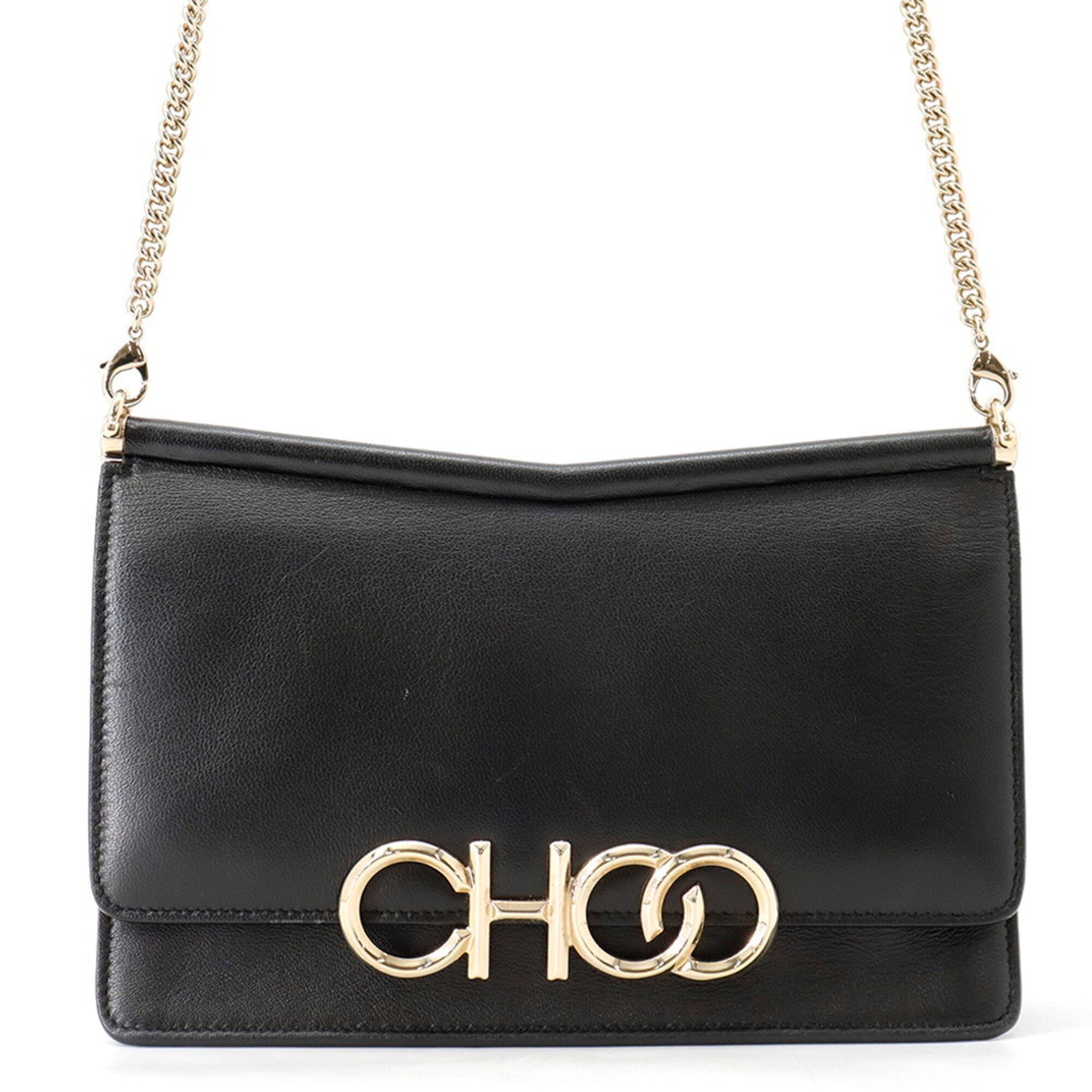 Jimmy Choo Black Leather Handbag Shoulder Bag (Pre-Owned)