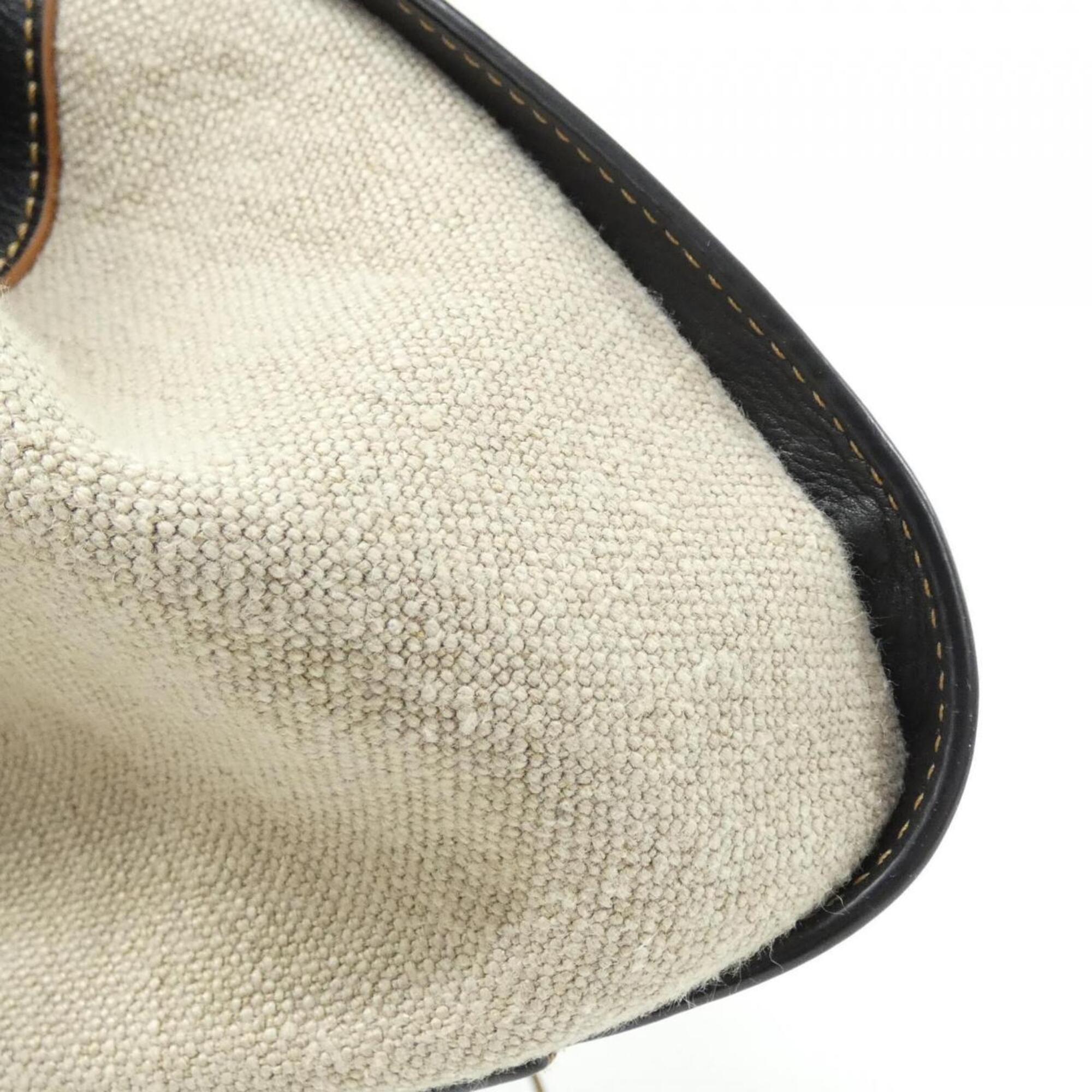 Loewe Beige Black Linen Leather Shoulder Bag (Pre-Owned)