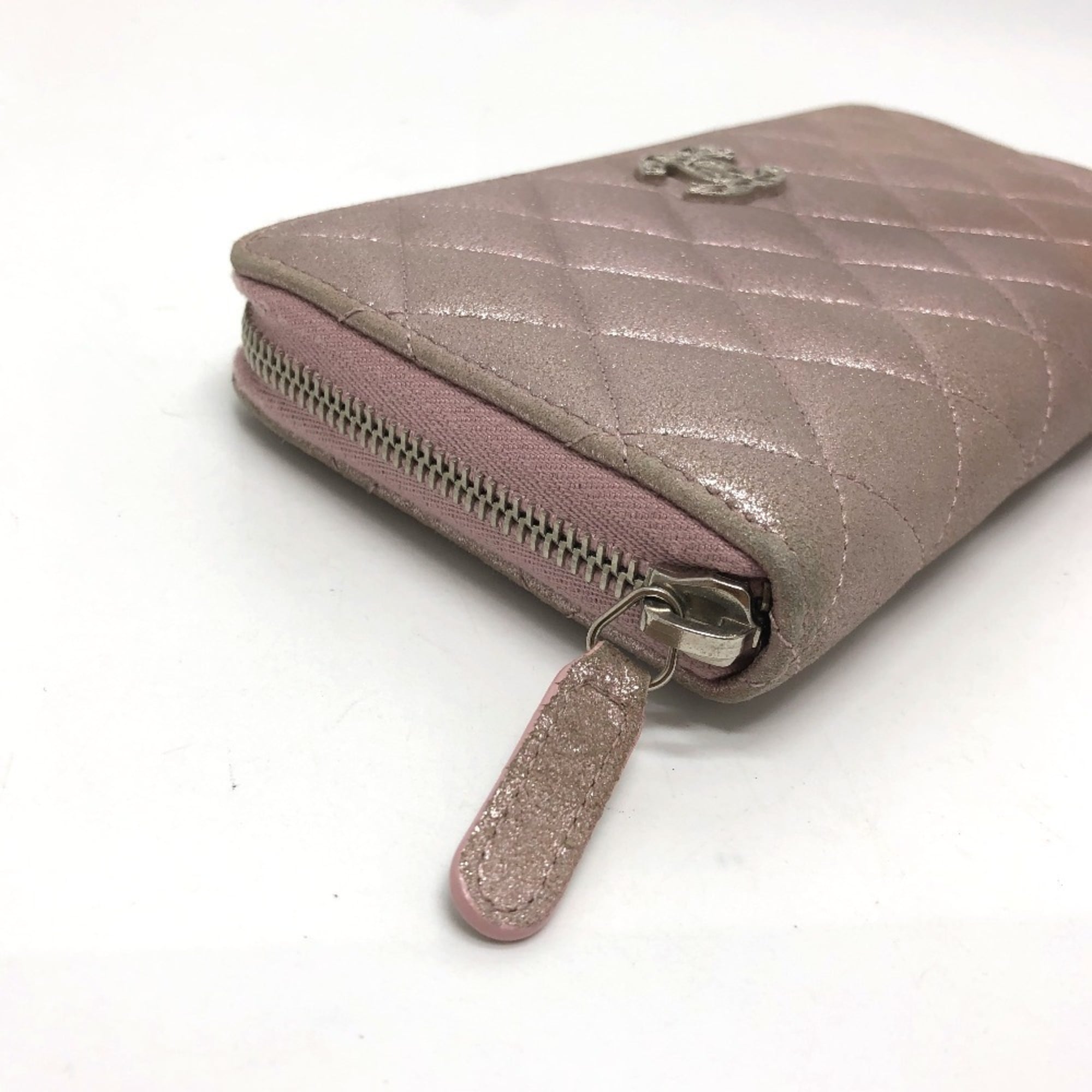 Chanel Pink Leather Long Wallet (Bi-Fold) (Pre-Owned)