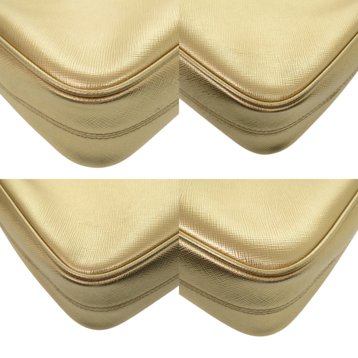 Prada Gold Leather Shoulder Bag (Pre-Owned)
