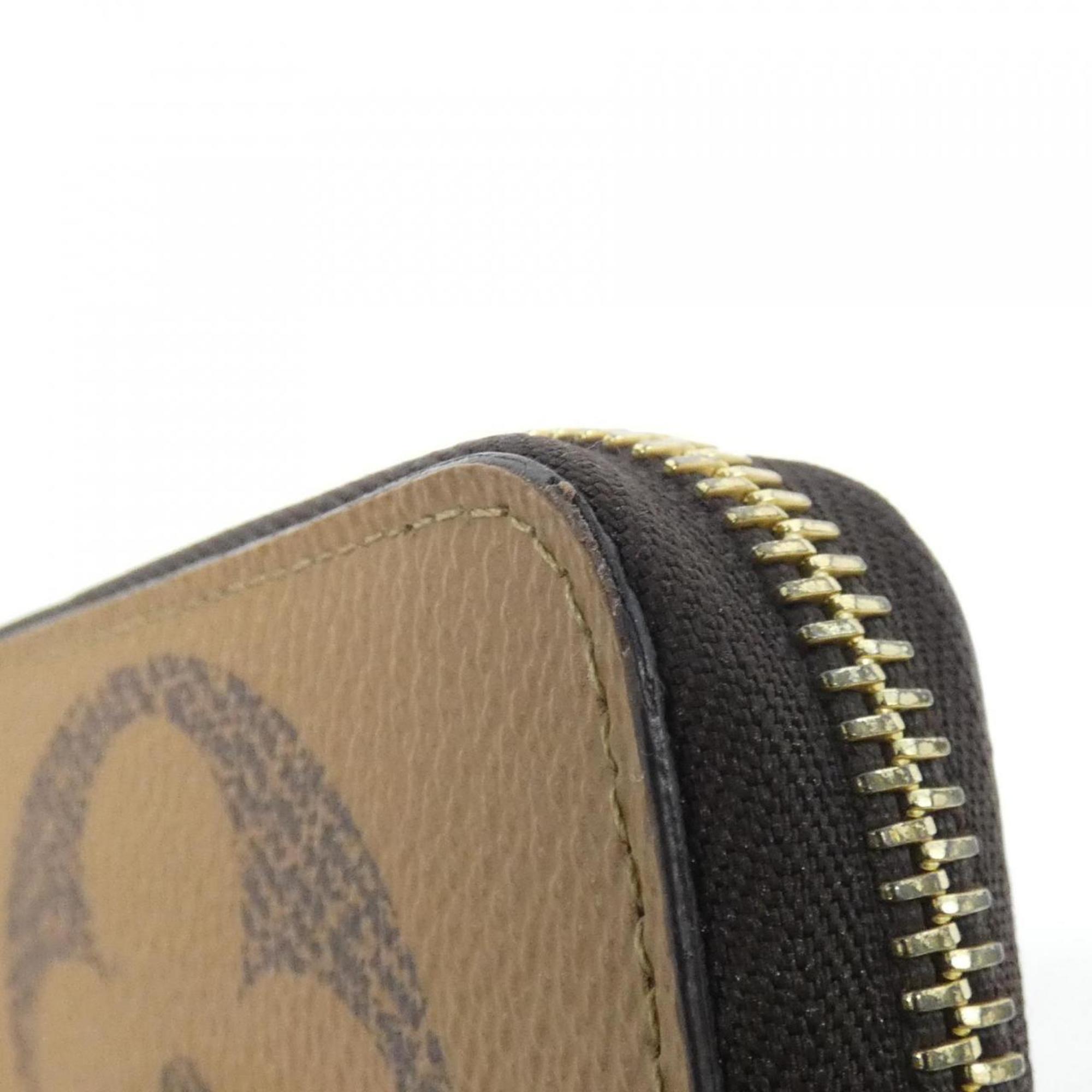 Louis Vuitton Beige Brown Brown Coated Canvas Long Wallet (Bi-Fold) (Pre-Owned)