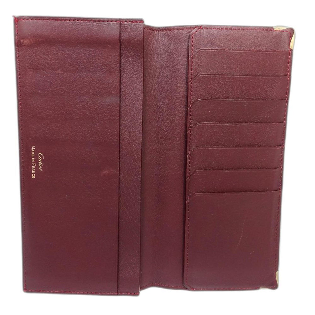 Cartier Bordeaux Leather Long Bill Wallet (Bi-Fold) (Pre-Owned)