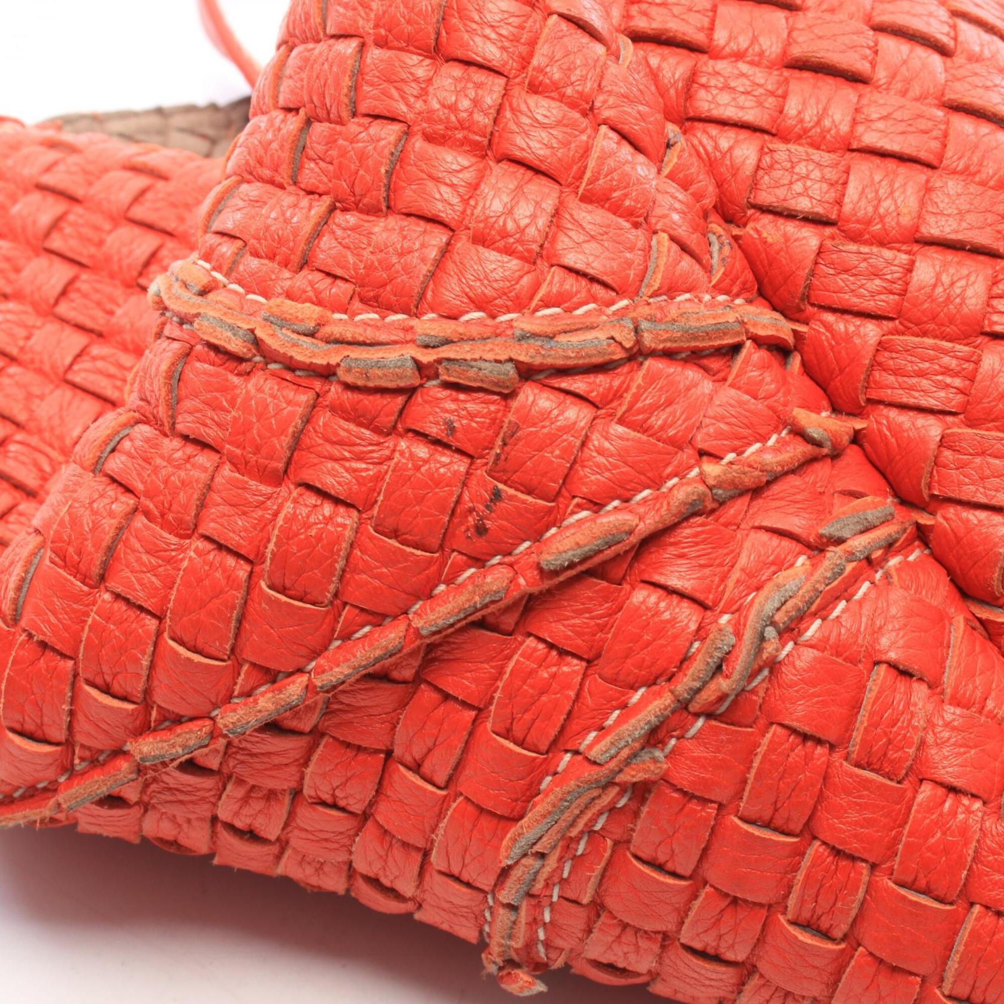 Bottega Veneta Orange Intrecciato Handbag Tote Bag (Pre-Owned)