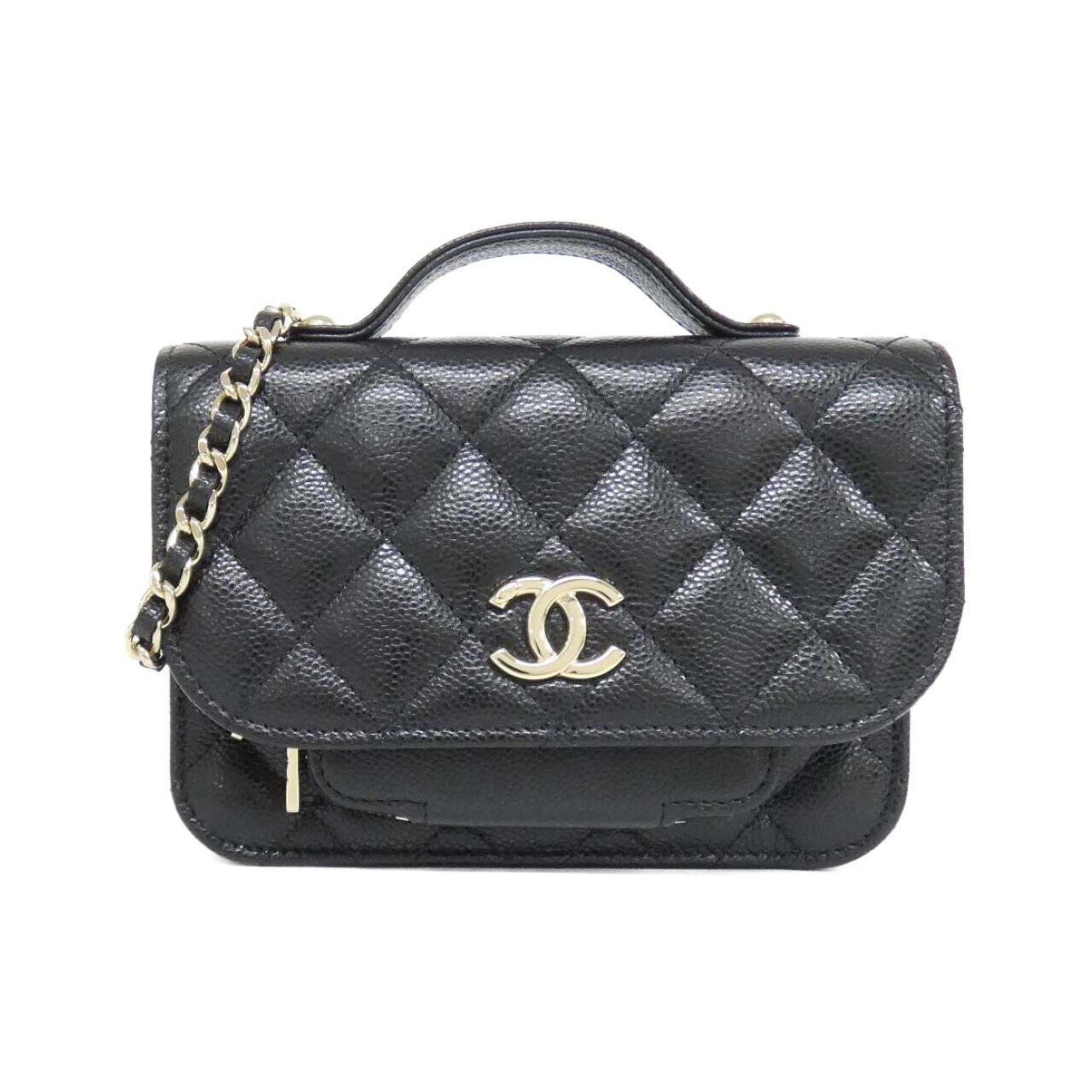 Chanel Black Grained Calfskin Shoulder Bag (Pre-Owned)