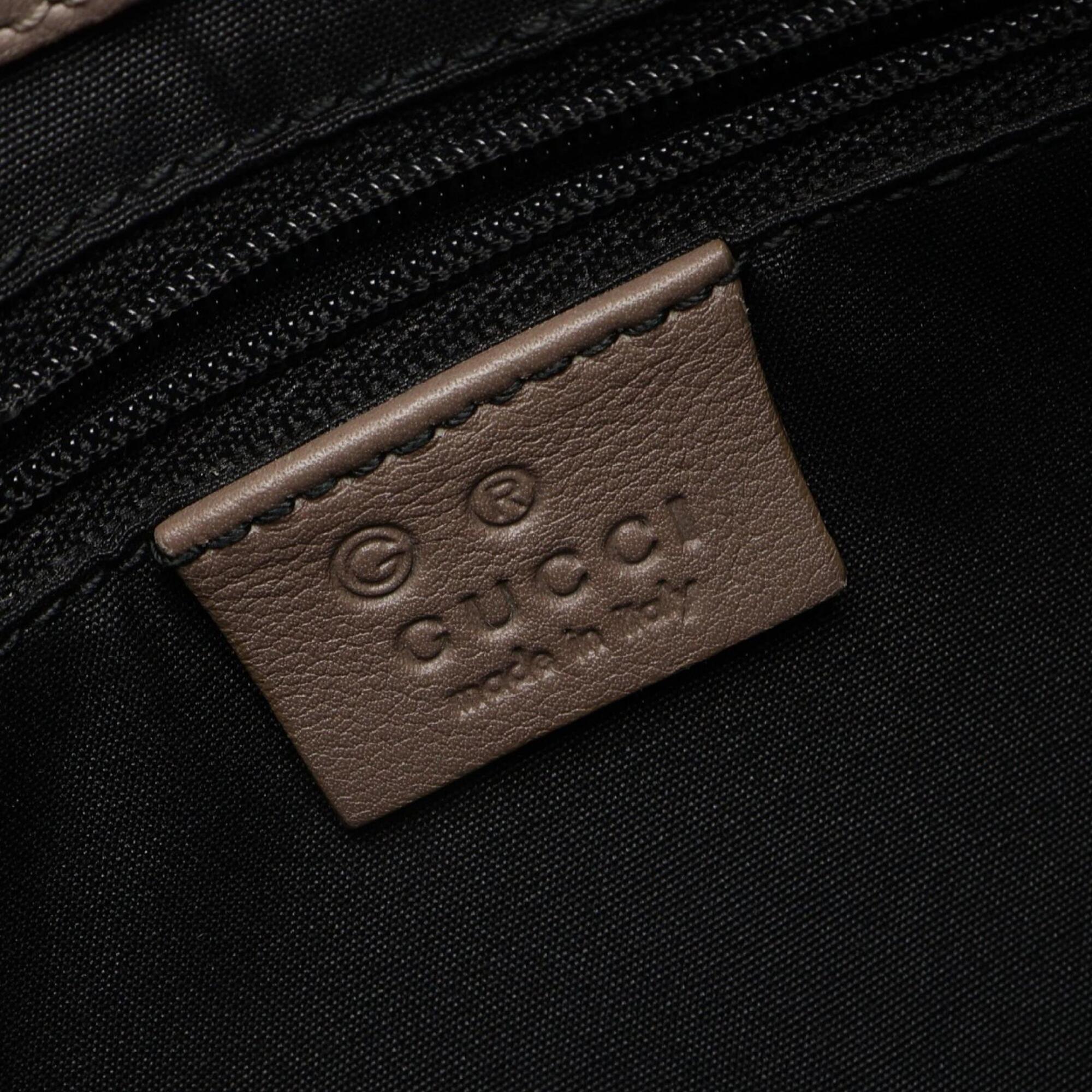 Gucci Beige Black Canvas Leather Handbag Shoulder Bag (Pre-Owned)