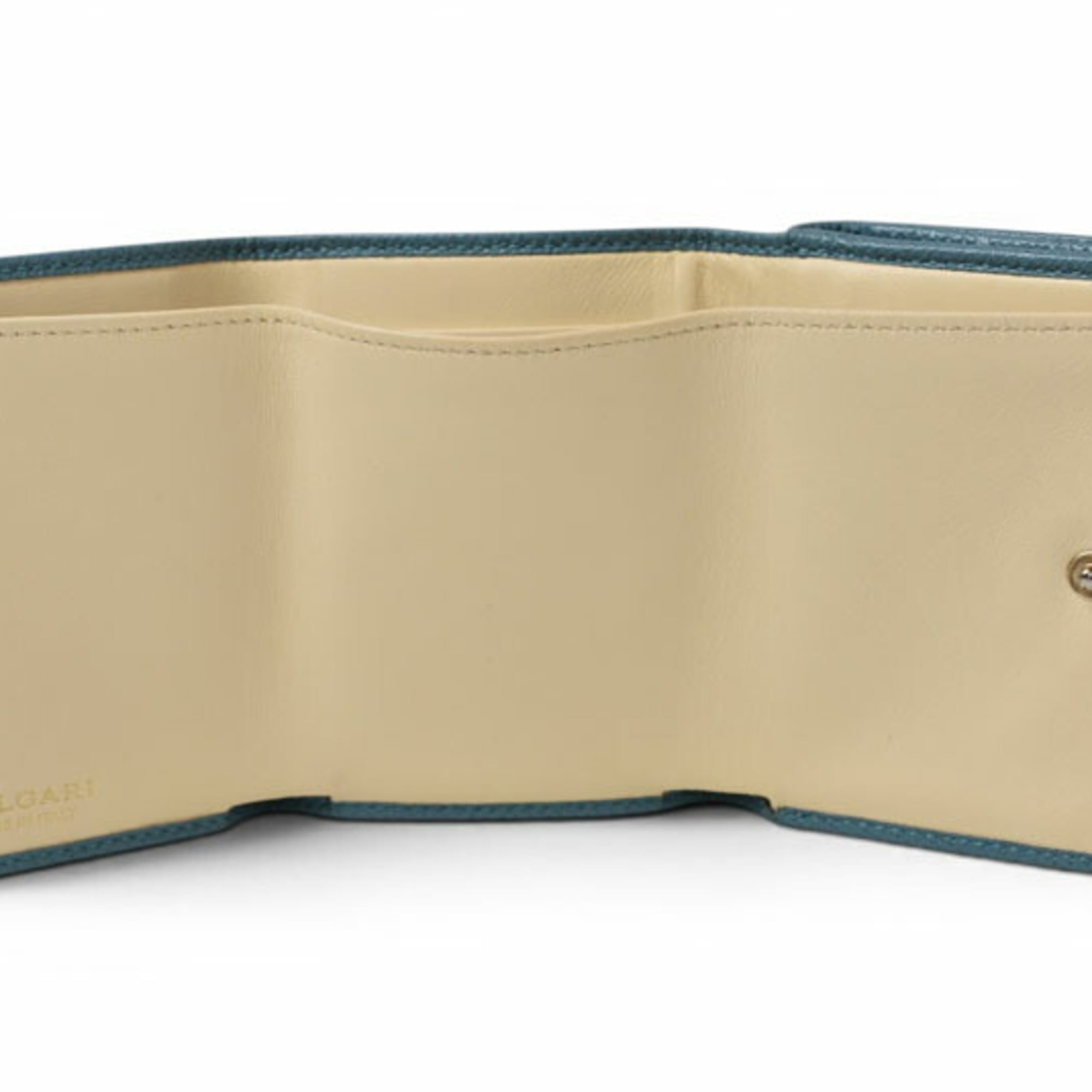 Bvlgari Bvlgari Bvlgari Blue Turquoise Leather Wallet (Tri-Fold) (Pre-Owned)