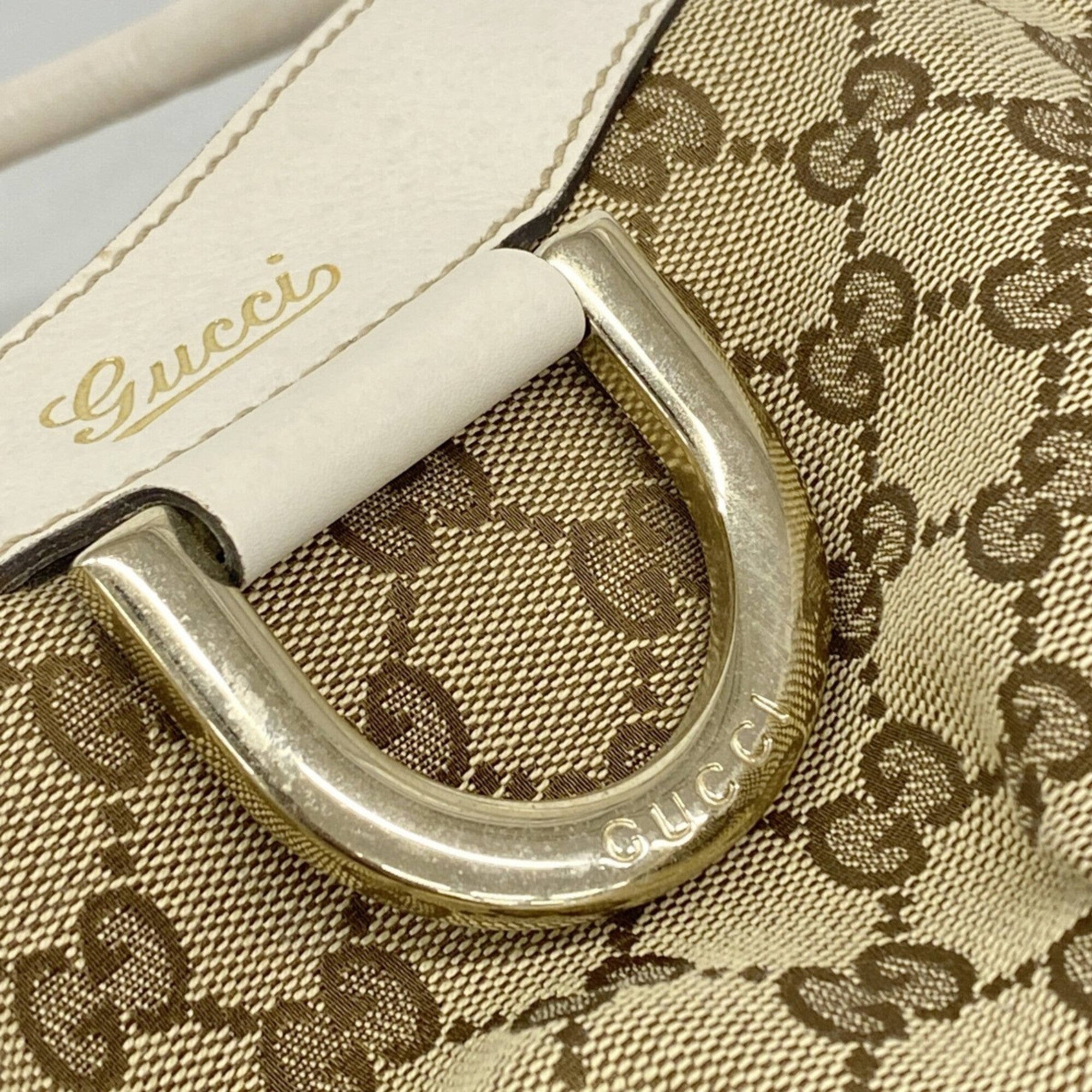 Gucci Beige Canvas Handbag (Pre-Owned)