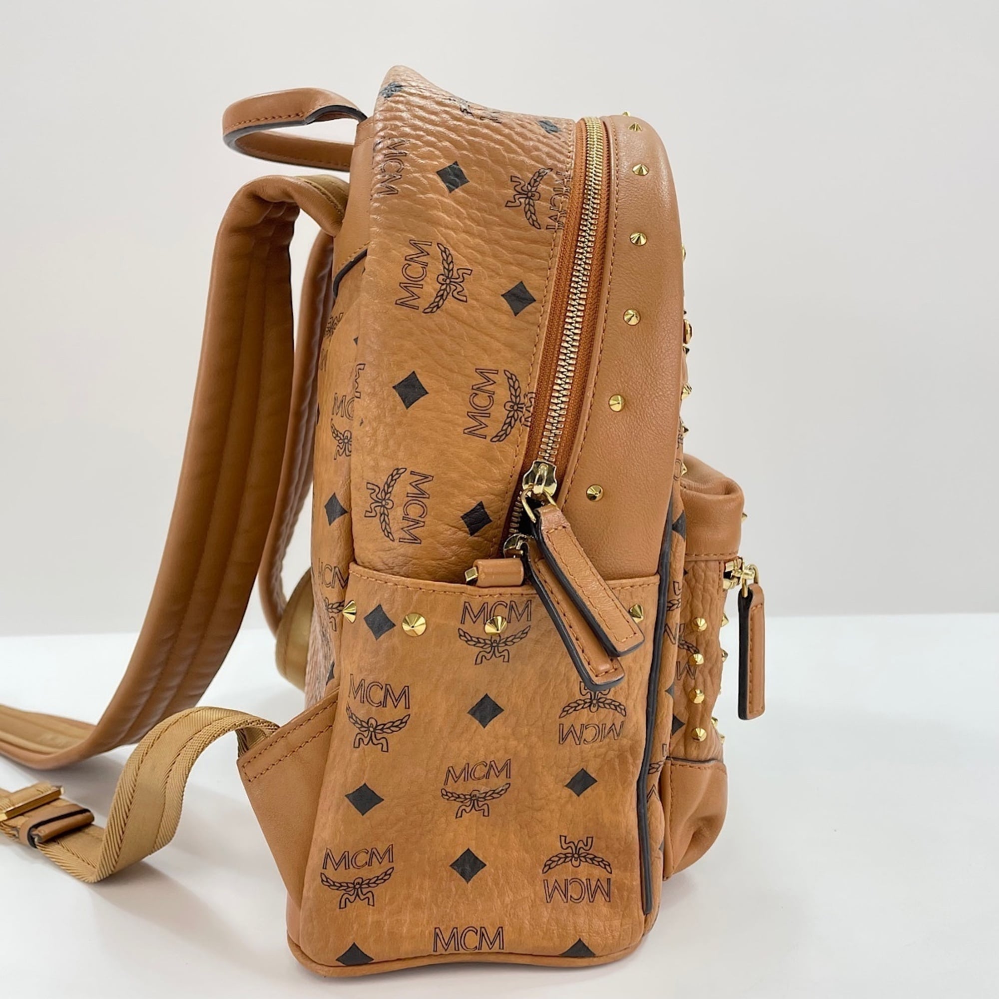 Mcm Beige Coated Canvas Backpack (Pre-Owned)