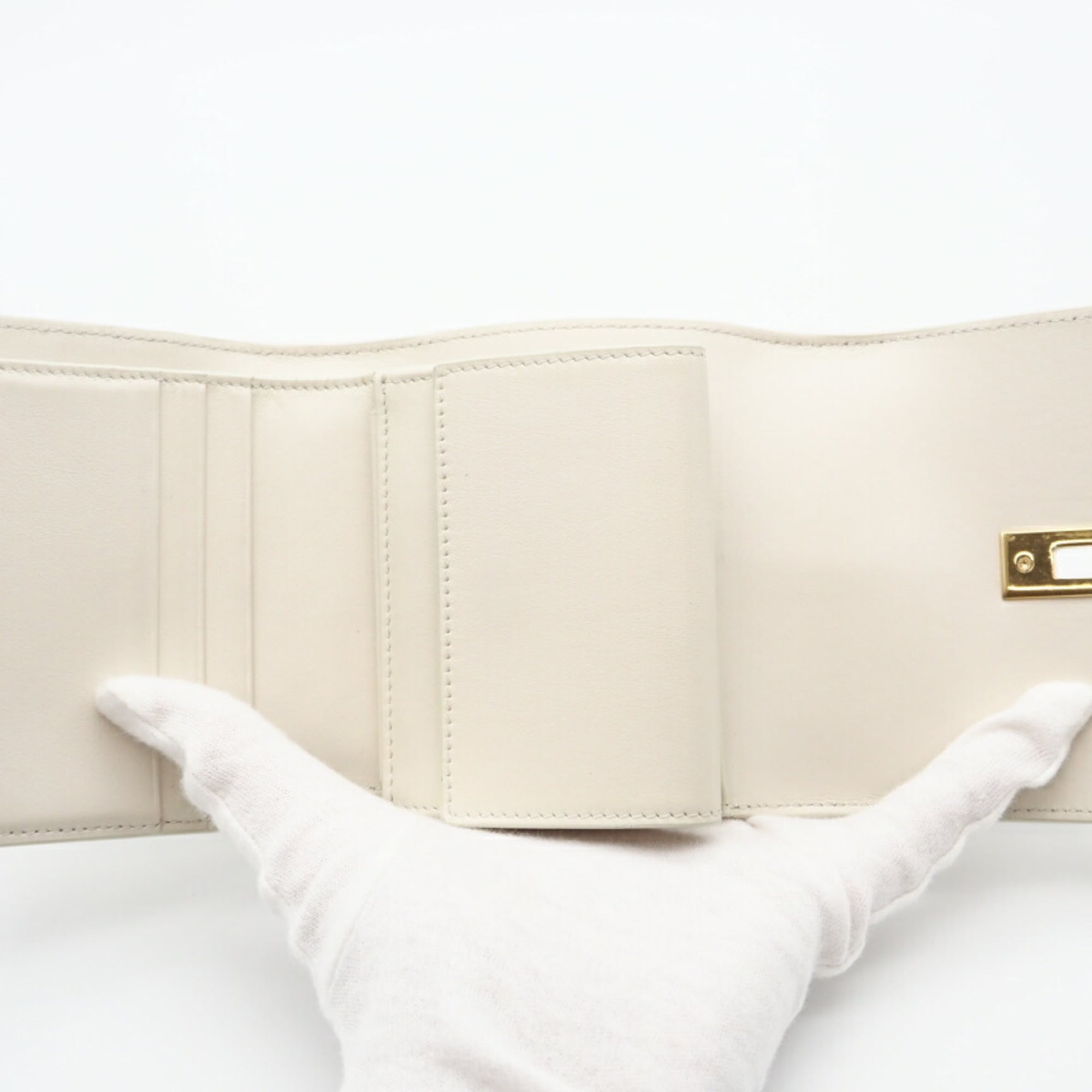 Celine White Satin Wallet (Tri-Fold) (Pre-Owned)