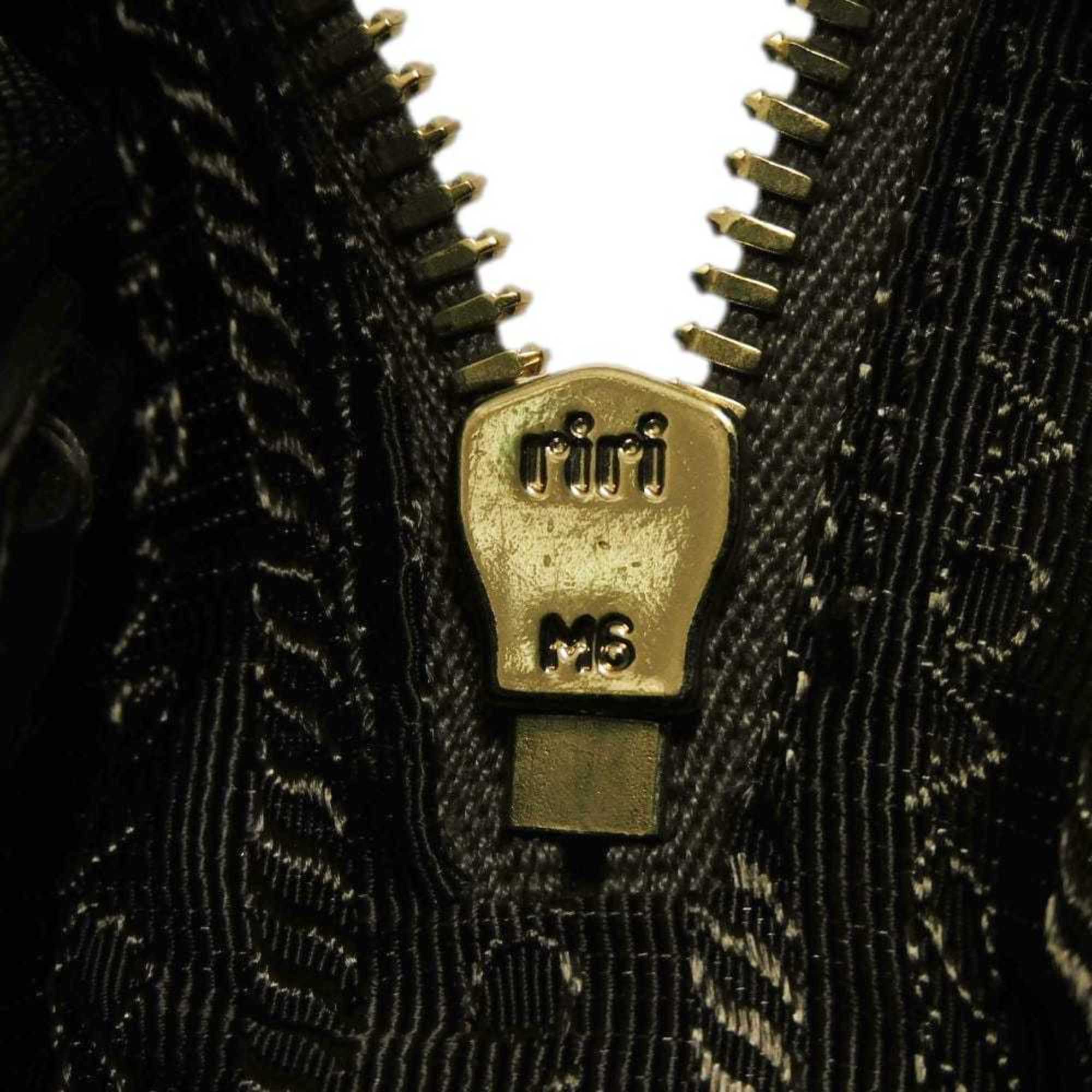 Prada Brown Jacquard Canvas Leather Shoulder Bag (Pre-Owned)