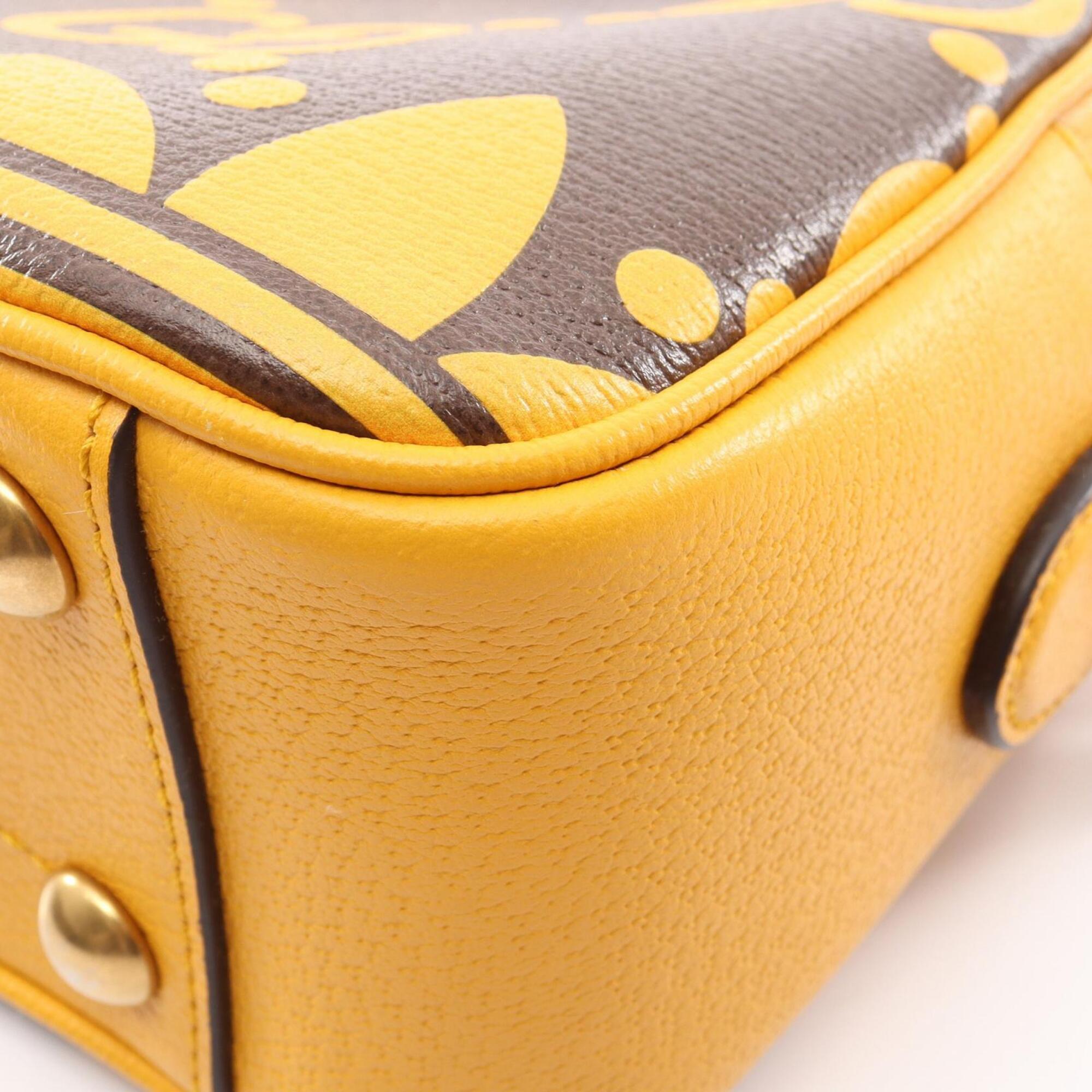 Gucci Brown Yellow Leather Handbag Shoulder Bag (Pre-Owned)