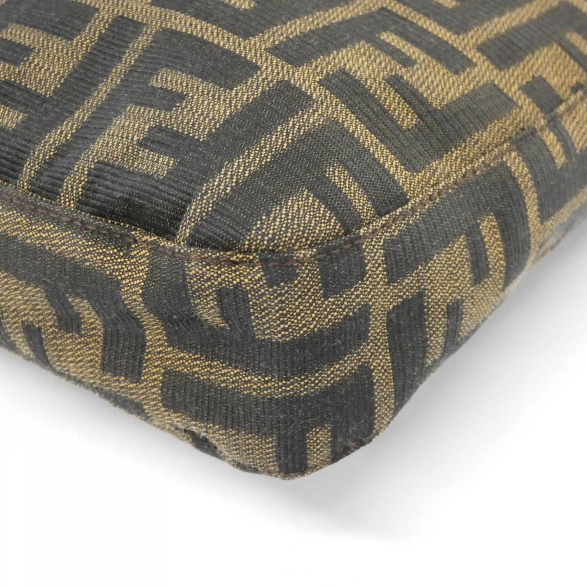 Fendi Baguette Brown Canvas Shoulder Bag (Pre-Owned)