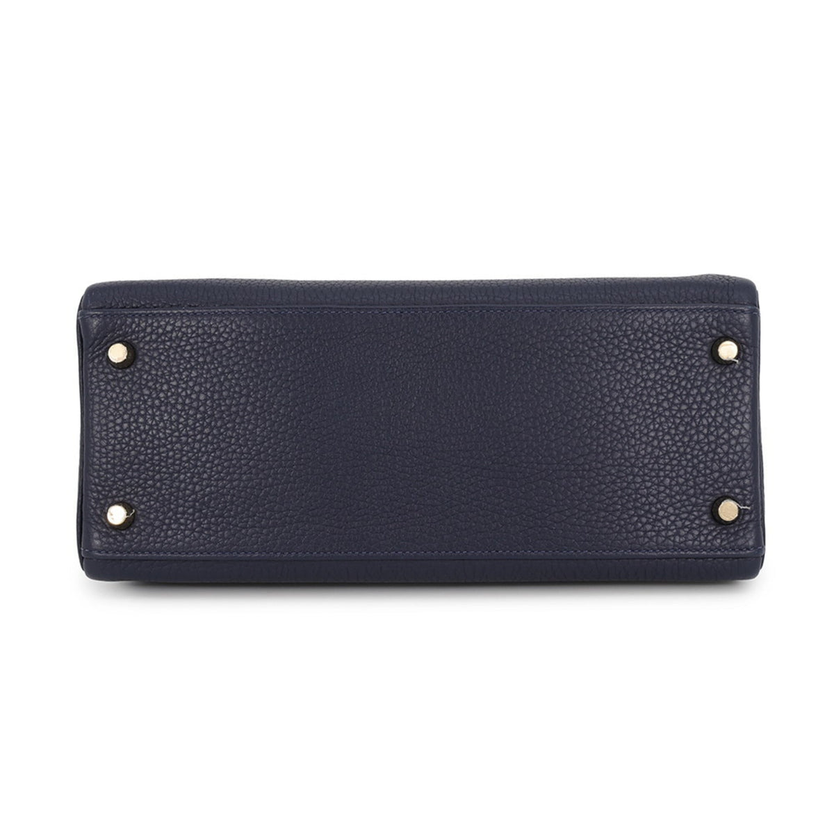 Hermes Kelly Blue Nuit Taurillon Clemence Leather Handbag (Pre-Owned)