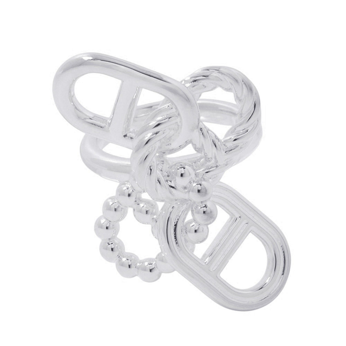 Hermes Silver 925 Band Ring (Pre-Owned)