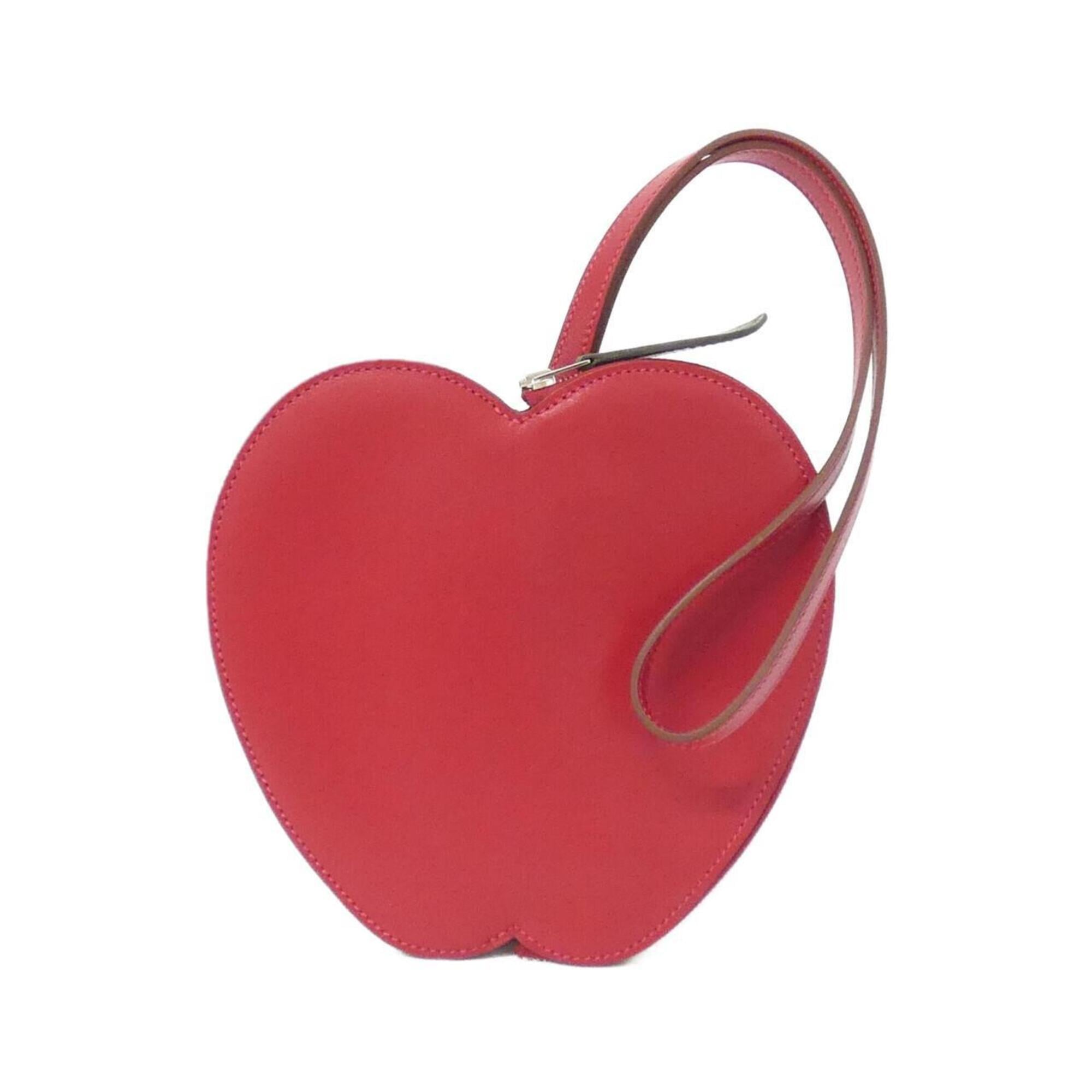 Hermes Rouge Vif Tadelakt Leather Handbag Pouch (Pre-Owned)