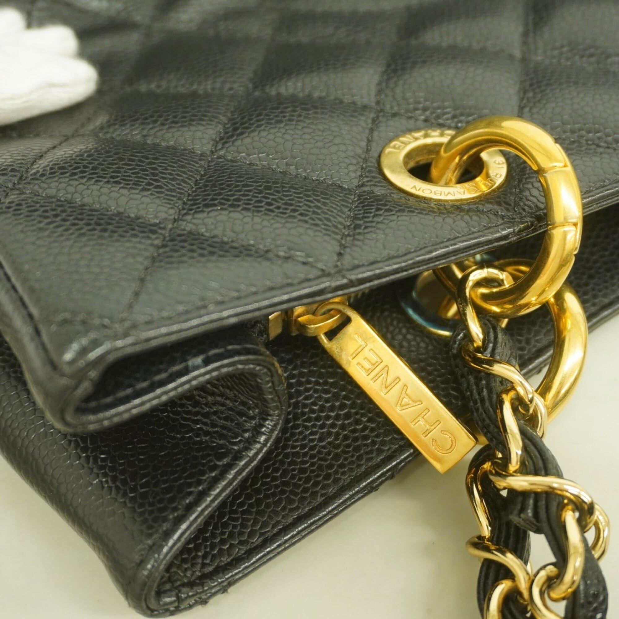 Chanel Black Grained Calfskin Tote Bag (Pre-Owned)