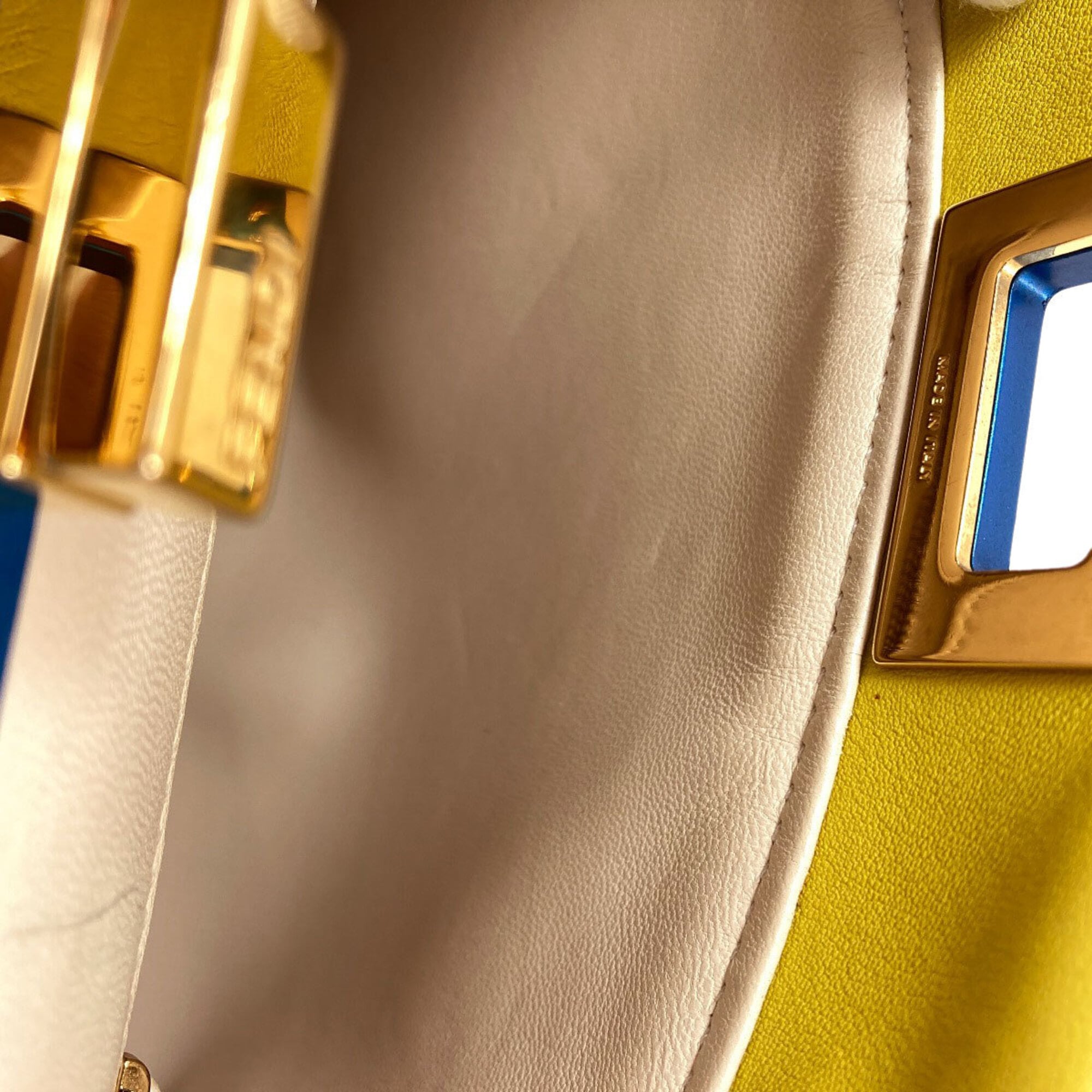 Fendi Blue Yellow Leather Handbag (Pre-Owned)