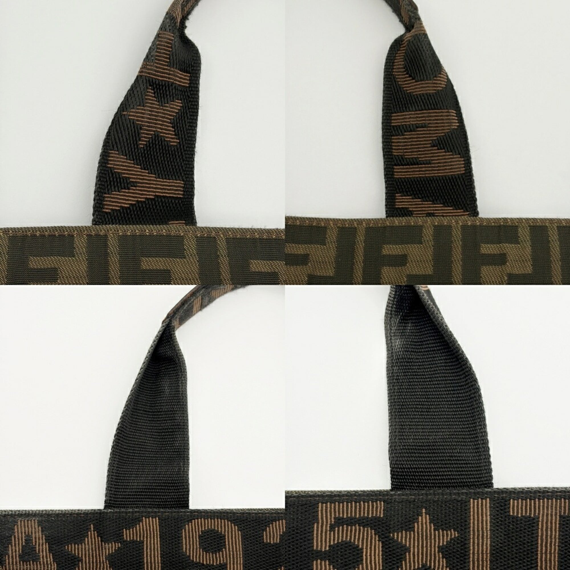 Fendi Brown Canvas Leather Tote Bag (Pre-Owned)
