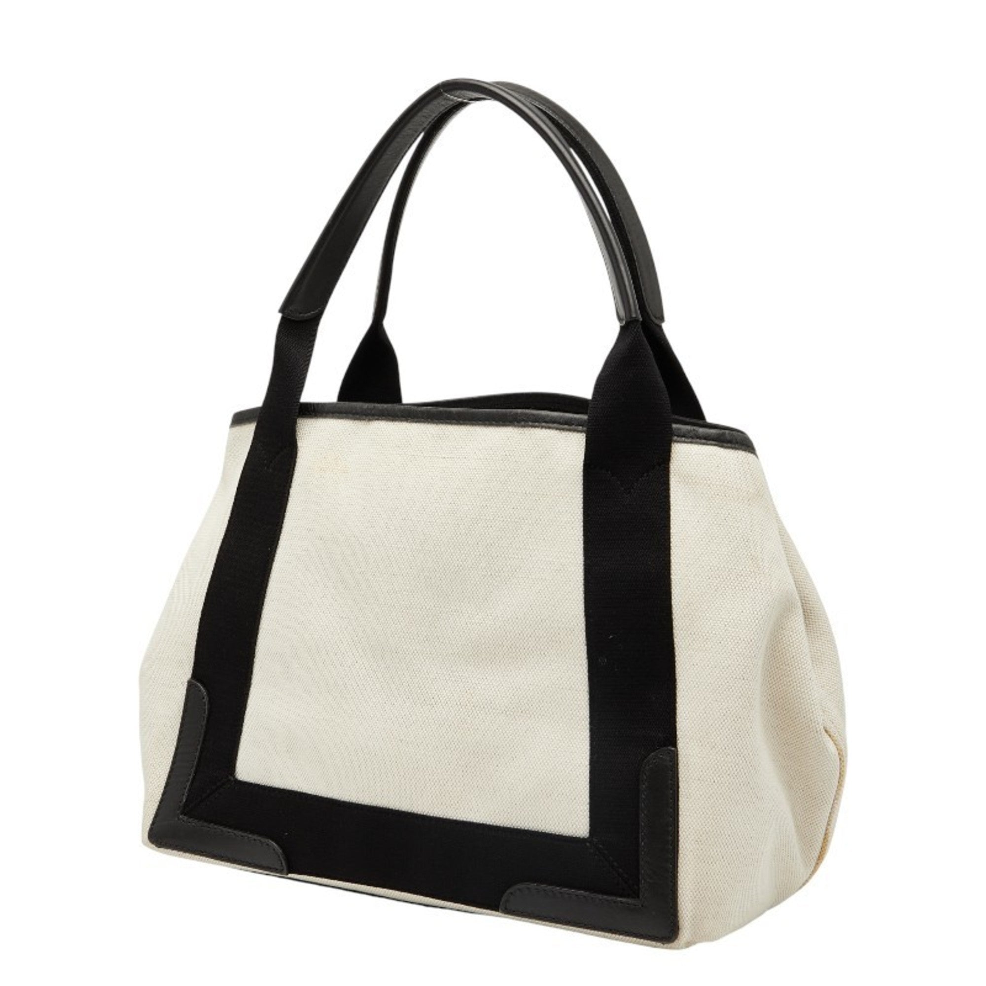 Balenciaga Beige Black Canvas Leather Handbag (Pre-Owned)