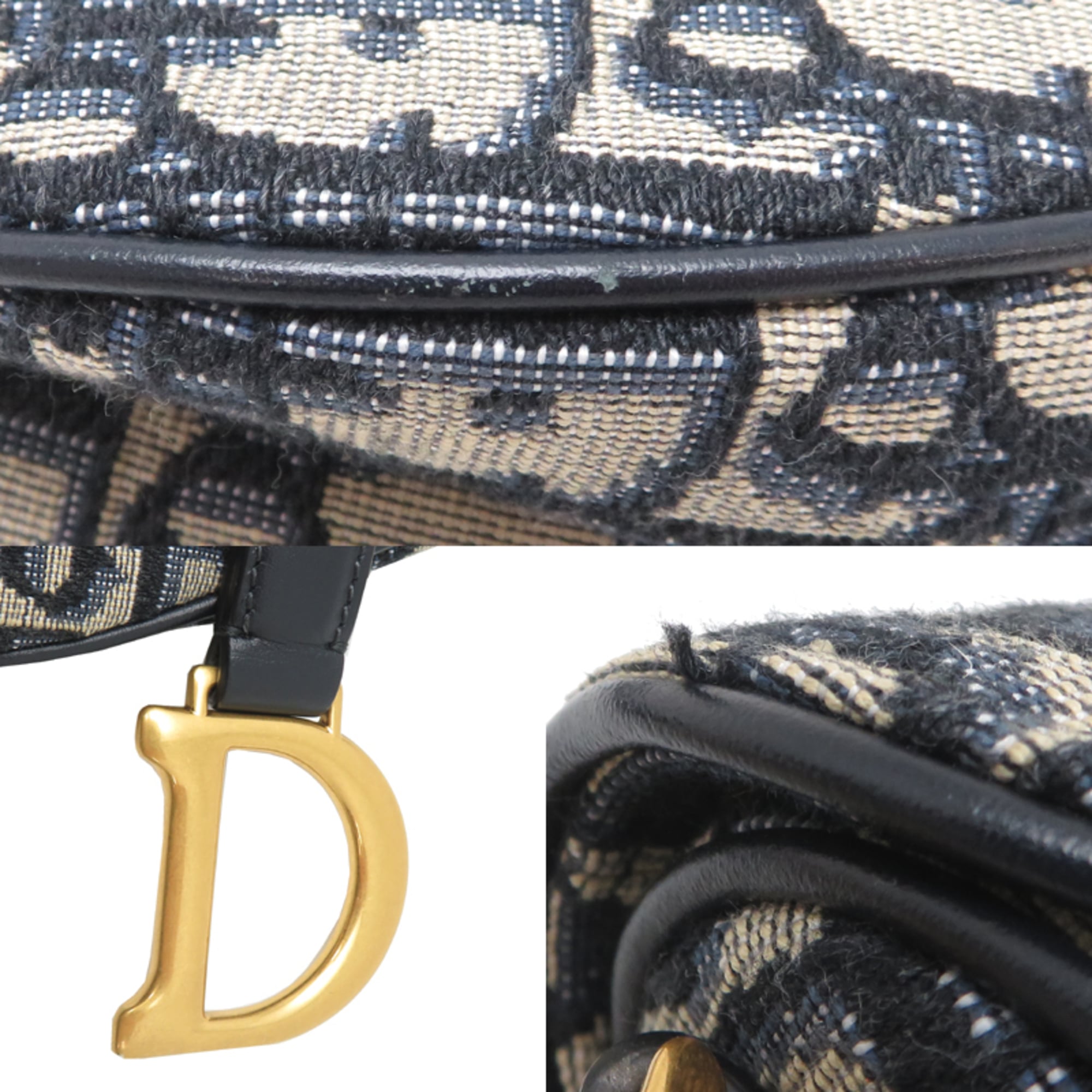 Christian Dior Jacquard Leather Handbag Saddle Bag (Pre-Owned)