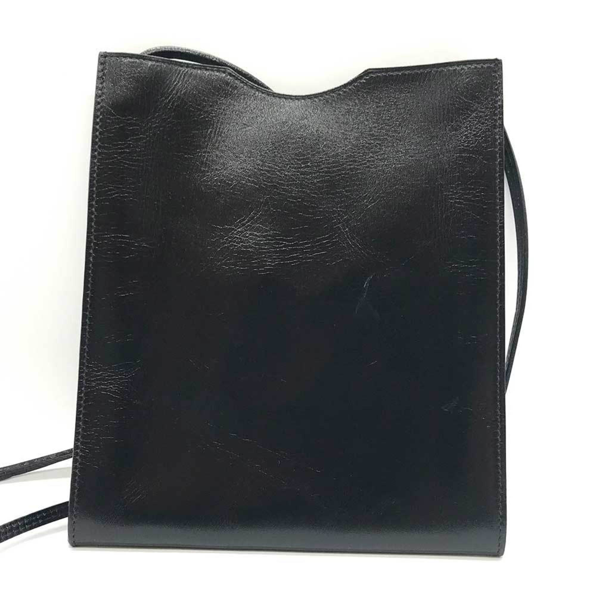 Hermes Onimaitou Black Box Calf Leather Pochette Shoulder Bag (Pre-Owned)