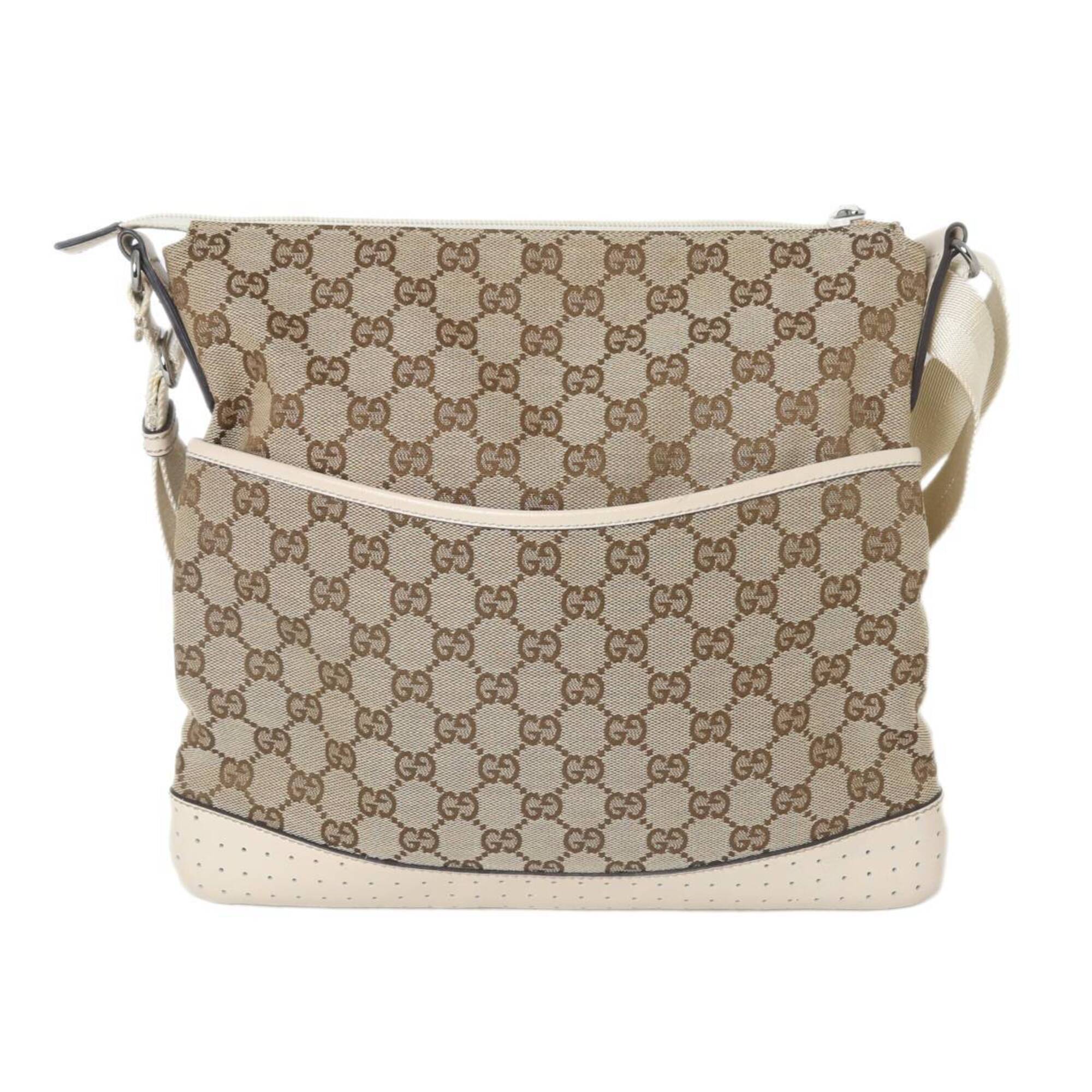 Gucci Gg Canvas Beige Off-White Gg Canvas Shoulder Bag (Pre-Owned)