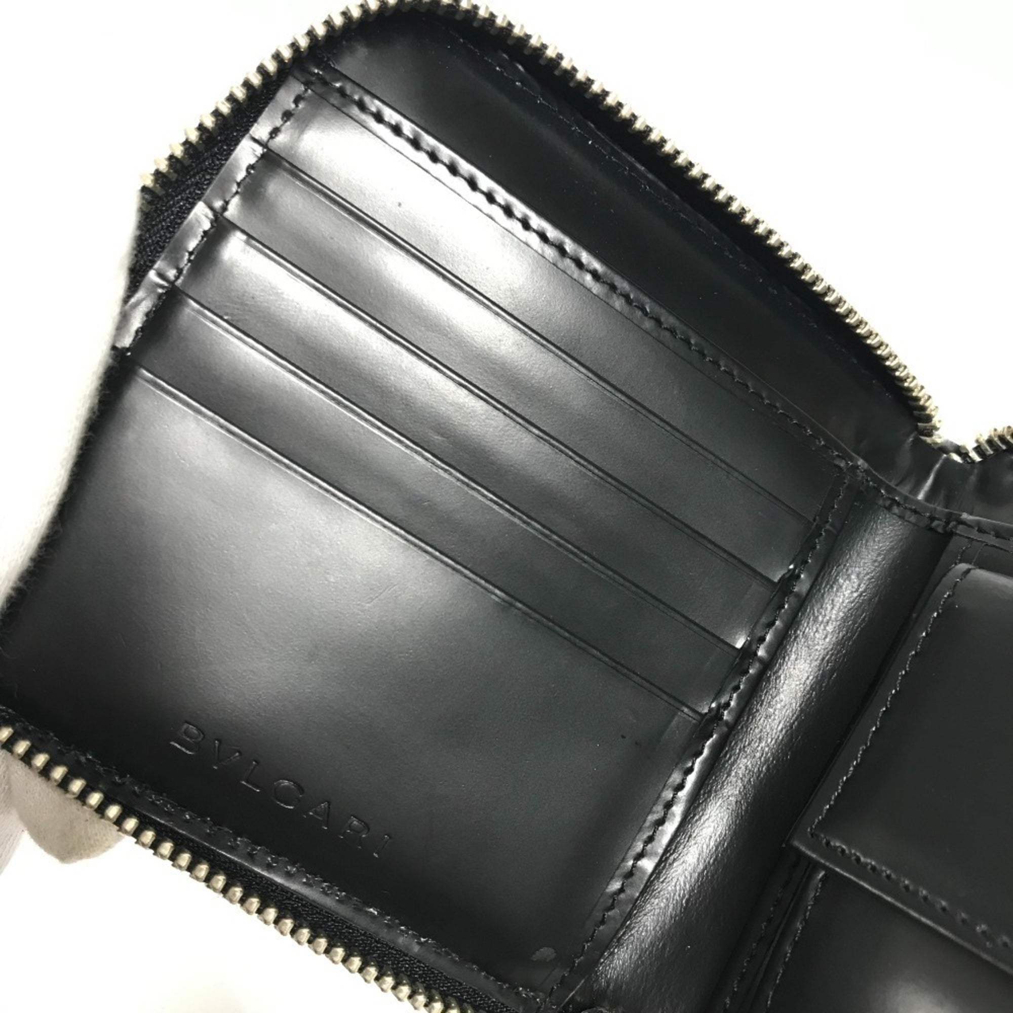 Bvlgari Black Blue Canvas Leather Wallet (Bi-Fold) (Pre-Owned)