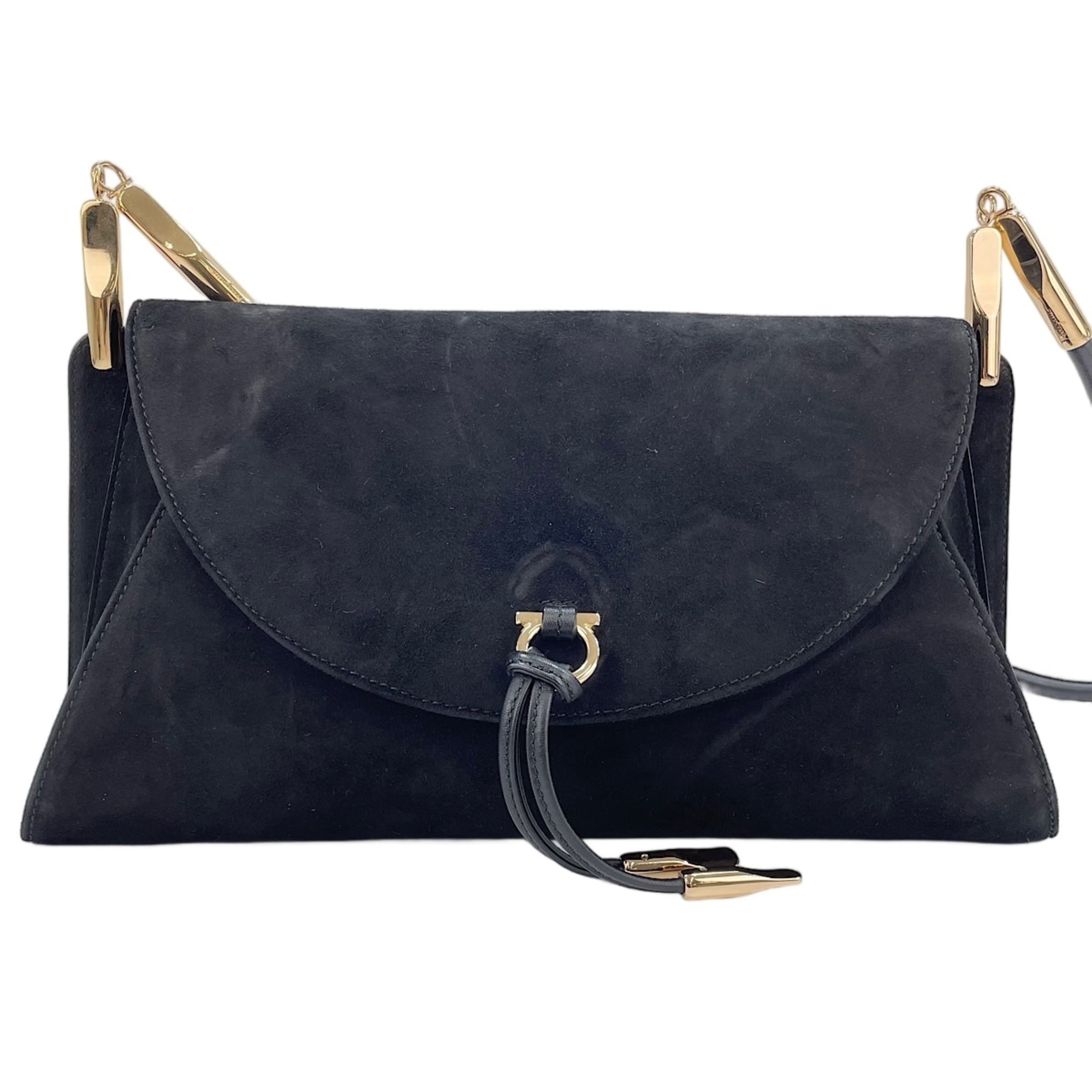 Salvatore Ferragamo Gancini Black Shoulder Bag (Pre-Owned)