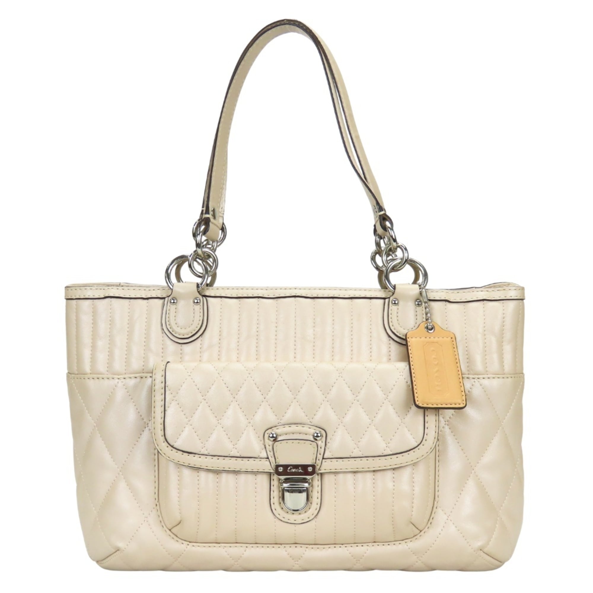 Coach Beige Leather Tote Bag (Pre-Owned)