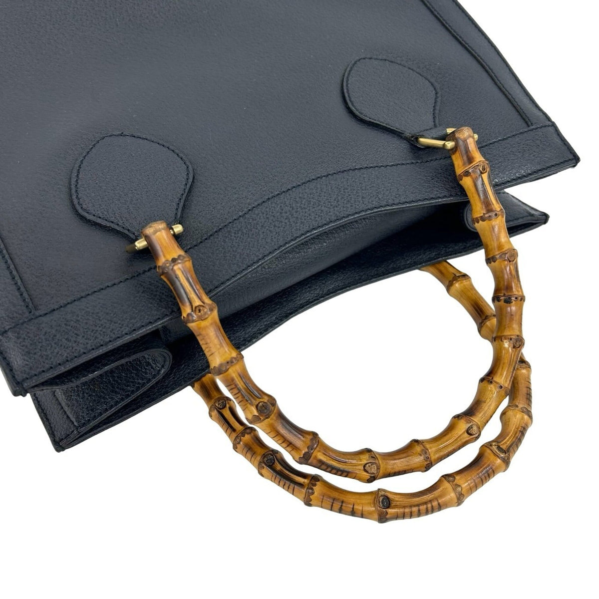 Gucci Navy Leather Handbag Tote Bag (Pre-Owned)