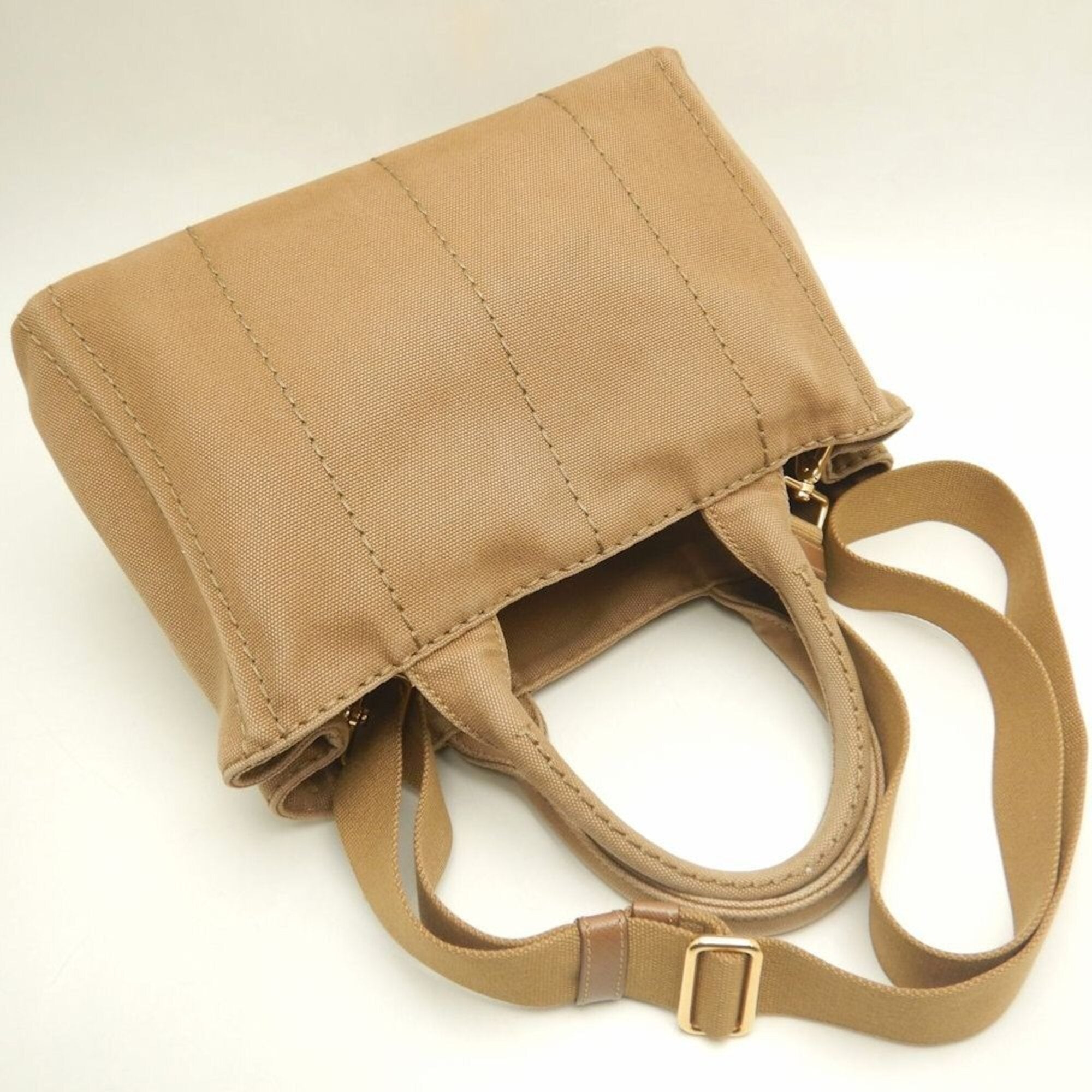 Prada Canapa Gold Canvas Tote Bag (Pre-Owned)