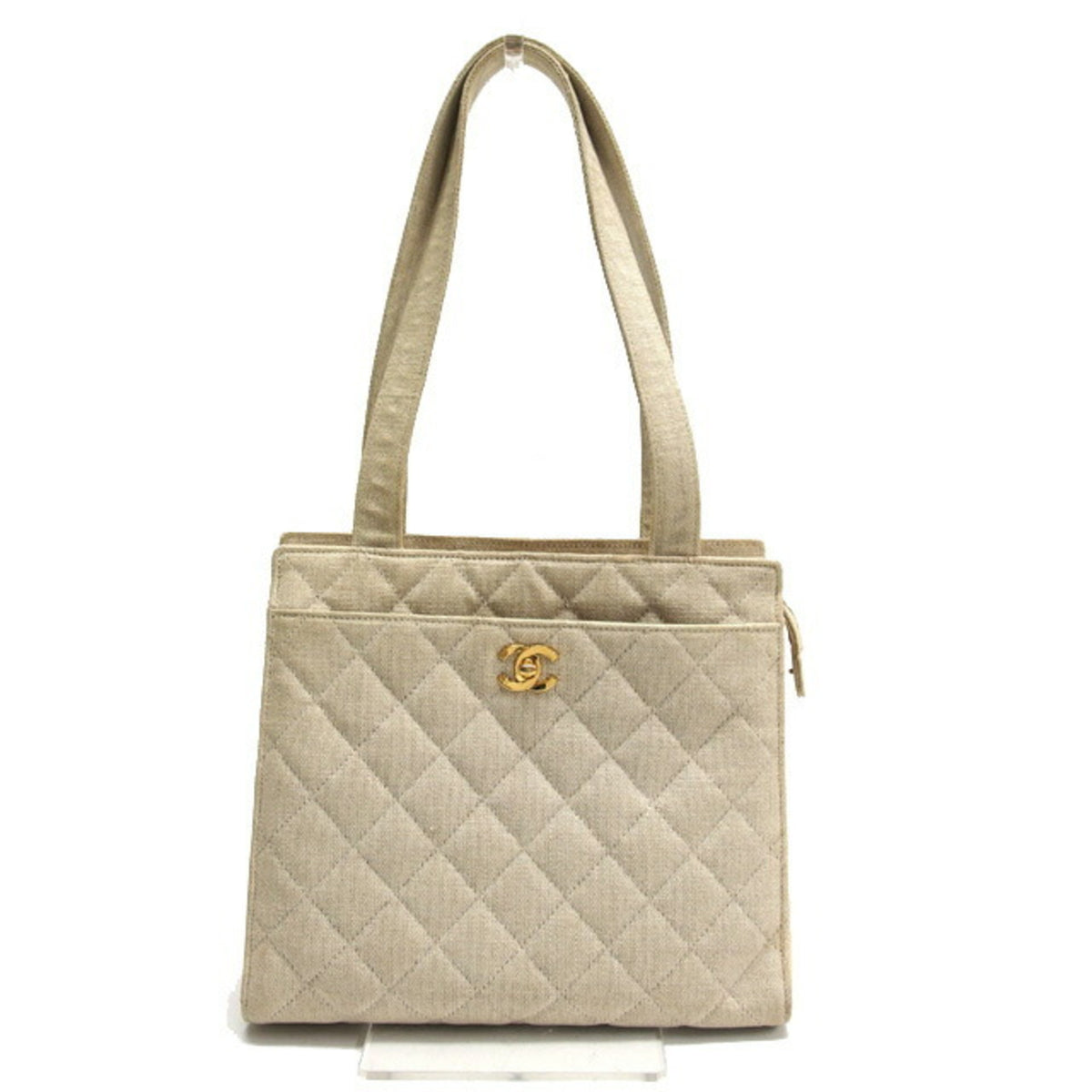 Chanel Ivory Light Beige Off-White Canvas Shoulder Bag Tote Bag (Pre-Owned)