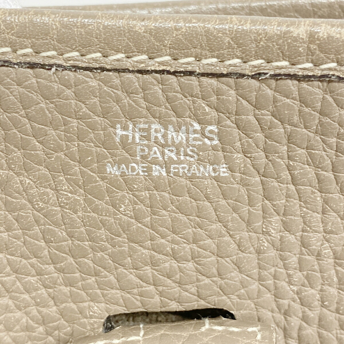 Hermes Etoupe Gray Taurillon Clemence Leather Shoulder Bag (Pre-Owned)