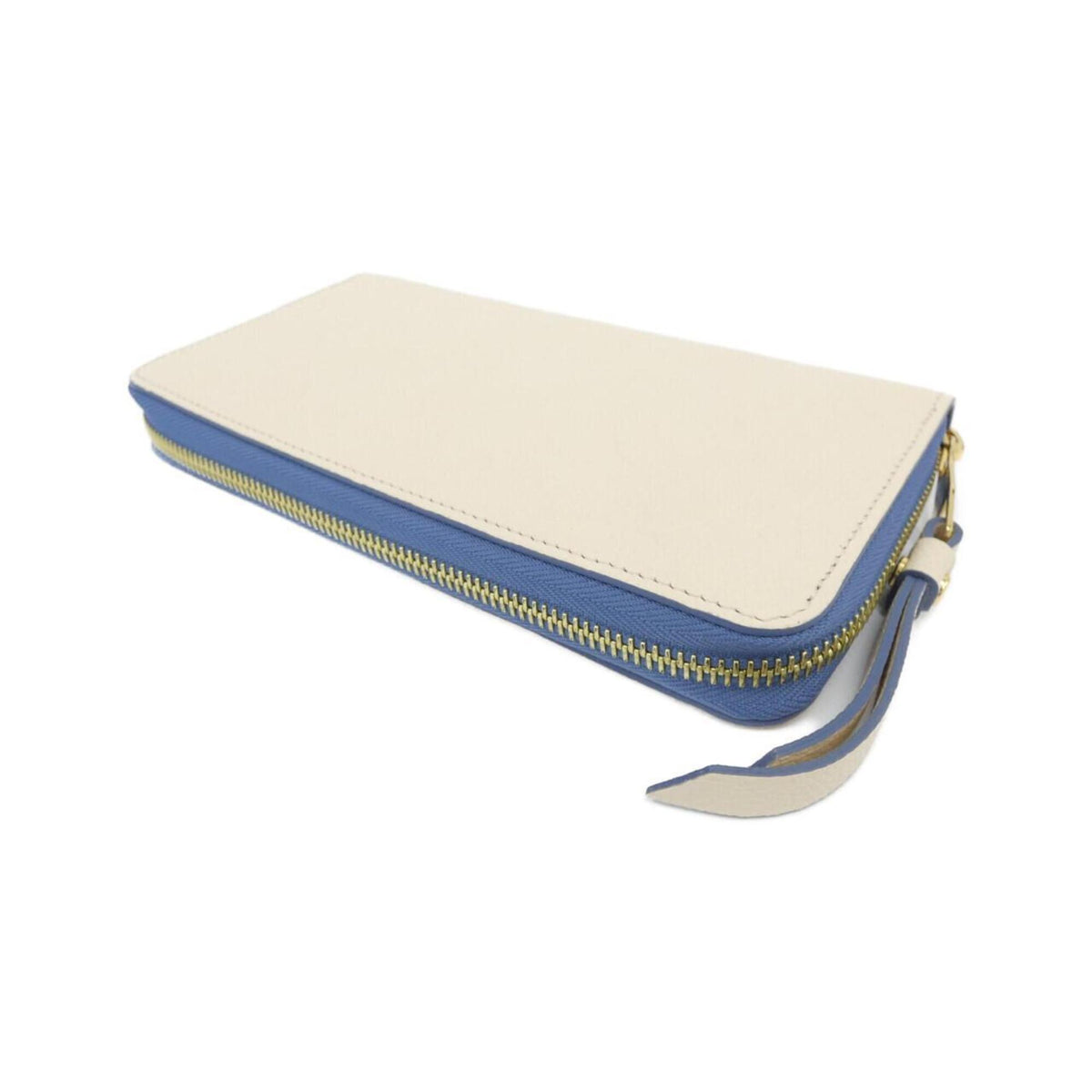 Louis Vuitton Blue Jean Cream Leather Long Wallet (Bi-Fold) (Pre-Owned)