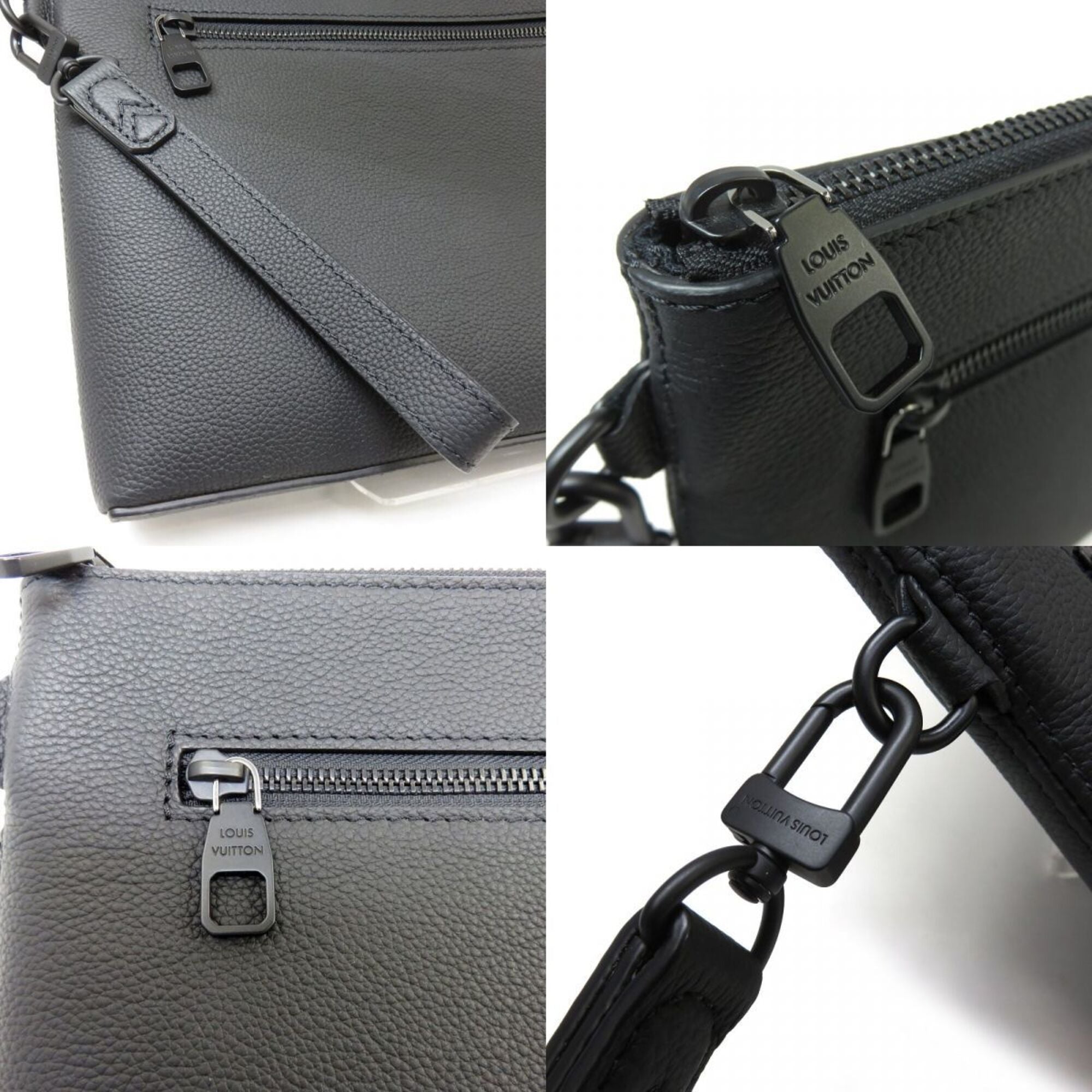 Louis Vuitton Black Leather Clutch Bag Pouch (Pre-Owned)