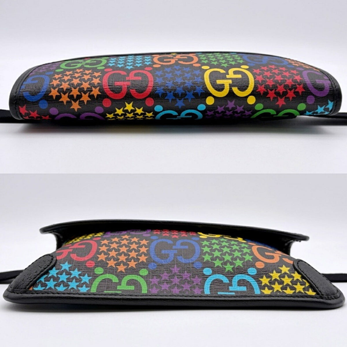 Gucci Black Multi-Color Pvc Leather Fanny Pack Sling Bag (Pre-Owned)