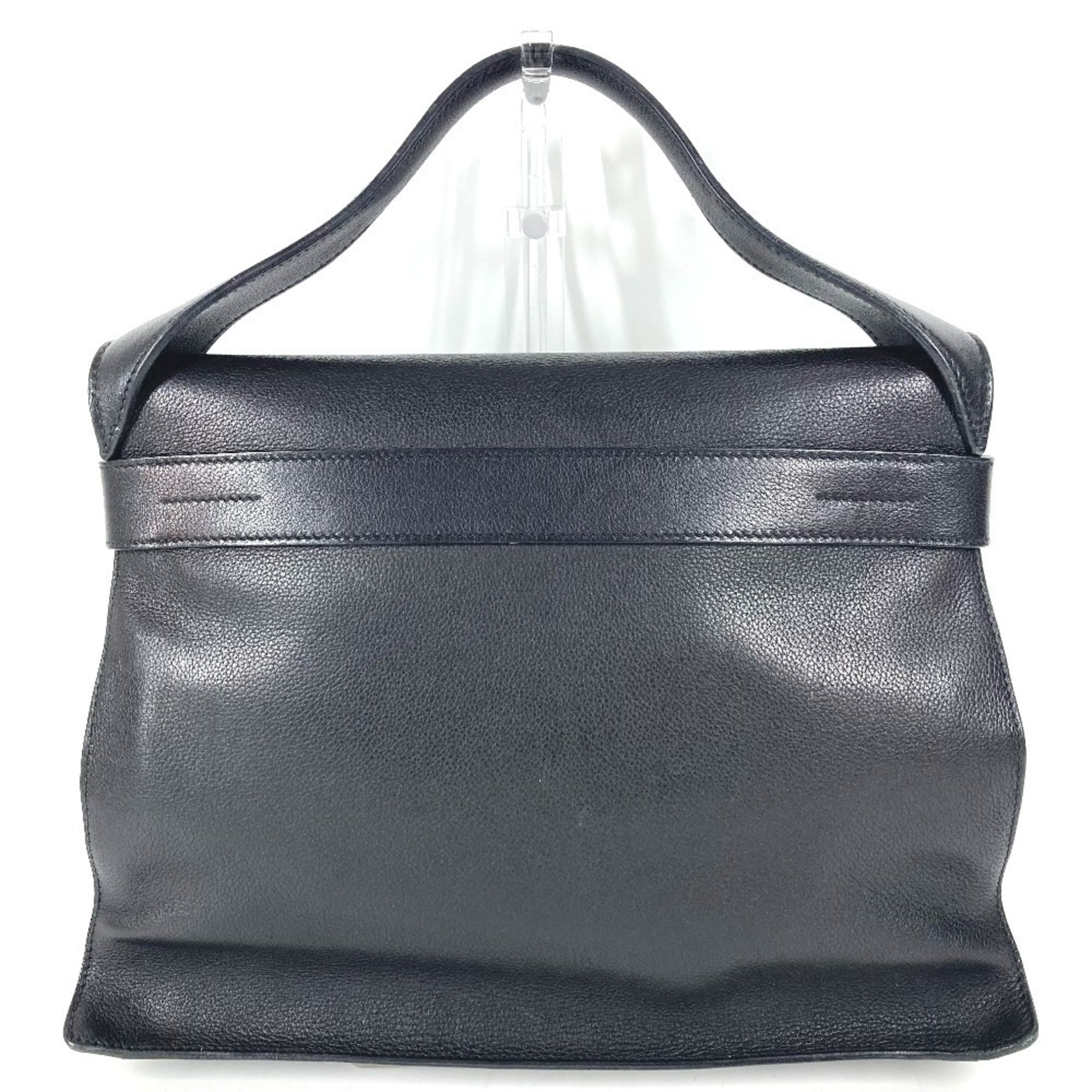 Hermes Black Leather Handbag Tote Bag (Pre-Owned)