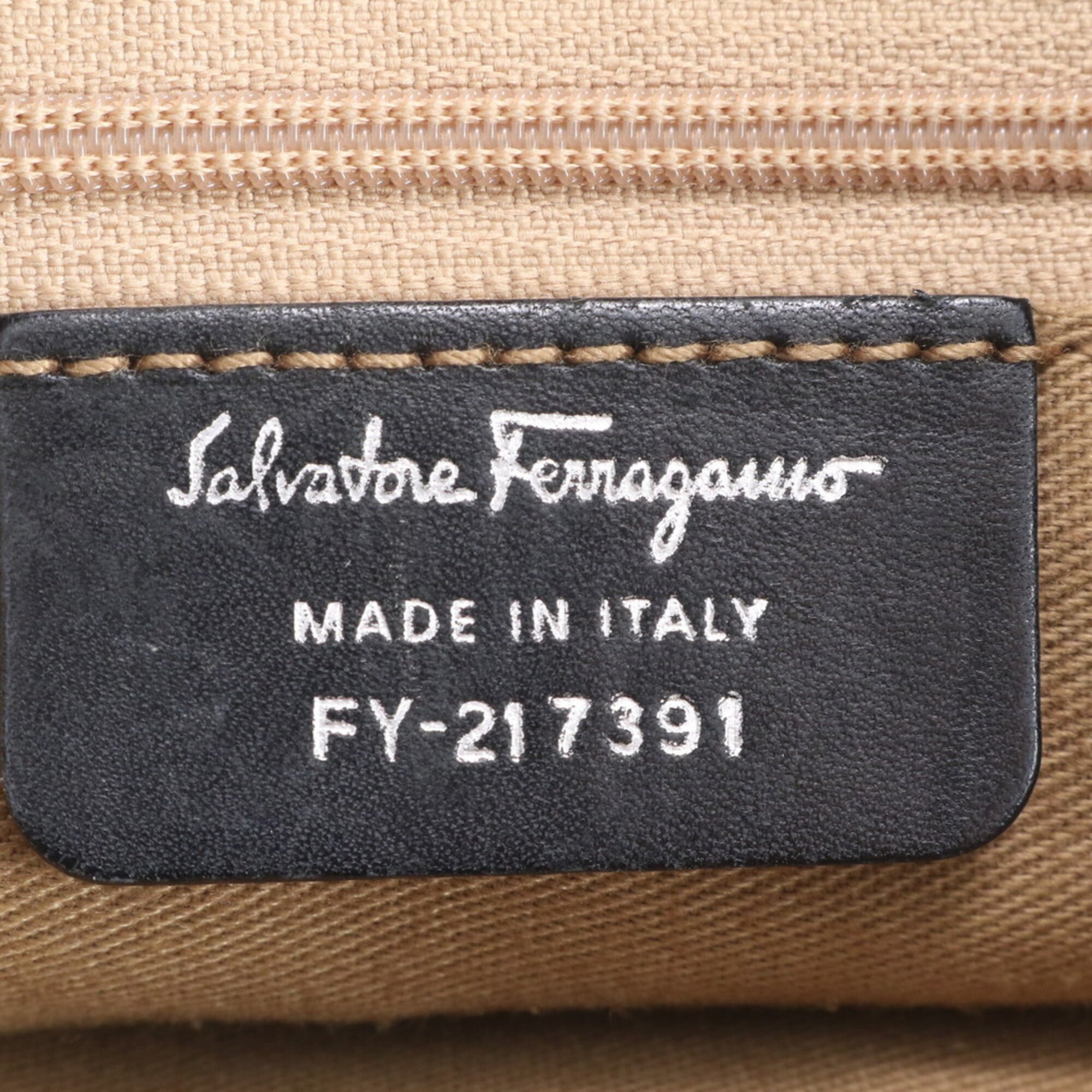 Salvatore Ferragamo Black Gray Leather Coated Canvas Handbag Tote Bag (Pre-Owned)