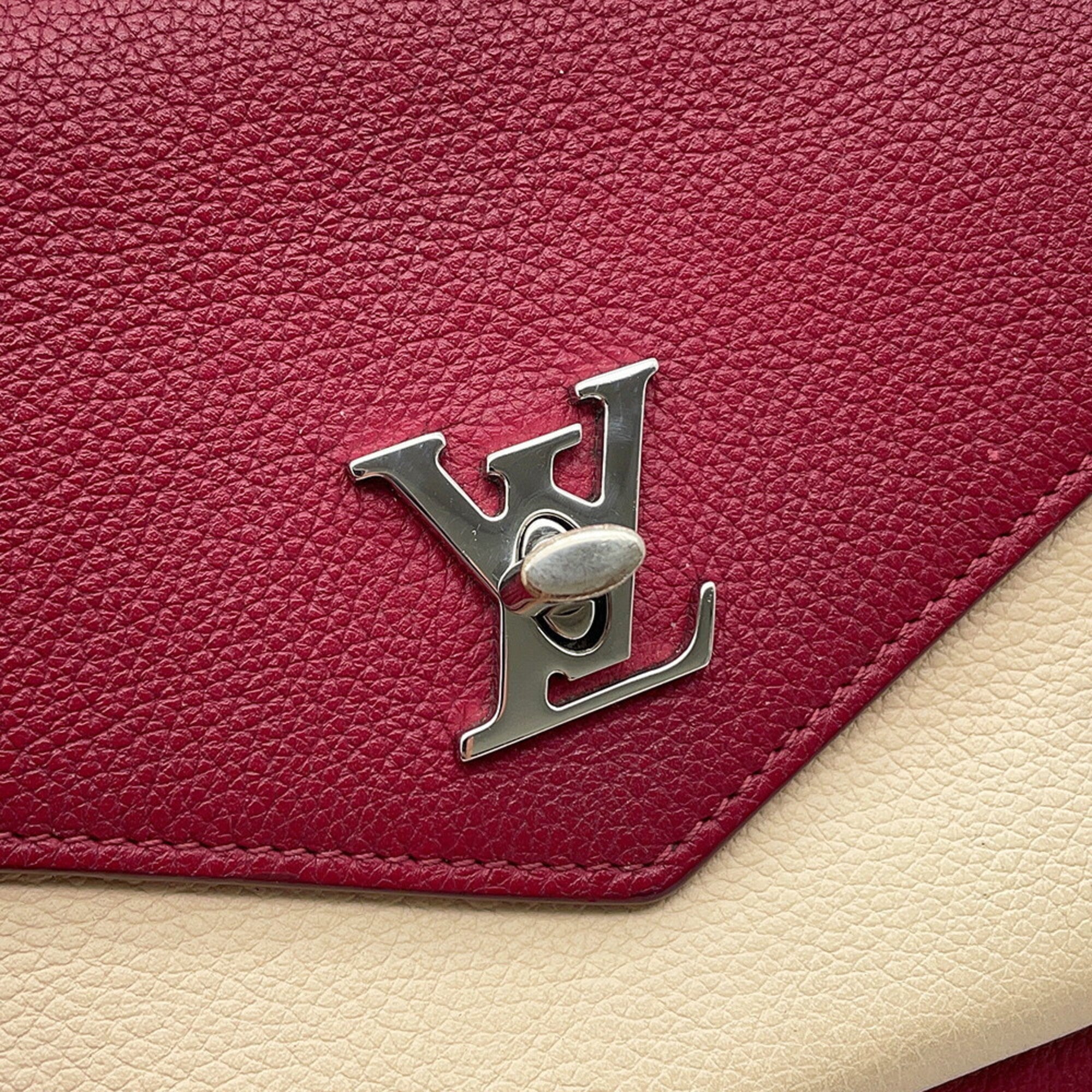 Louis Vuitton Cream Gray Red Color Wine Leather Pochette Shoulder Bag (Pre-Owned)