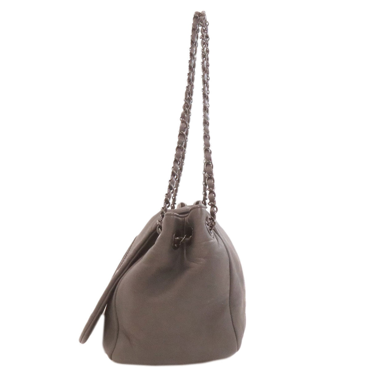 Chanel Dark Gray Leather Shoulder Bag (Pre-Owned)