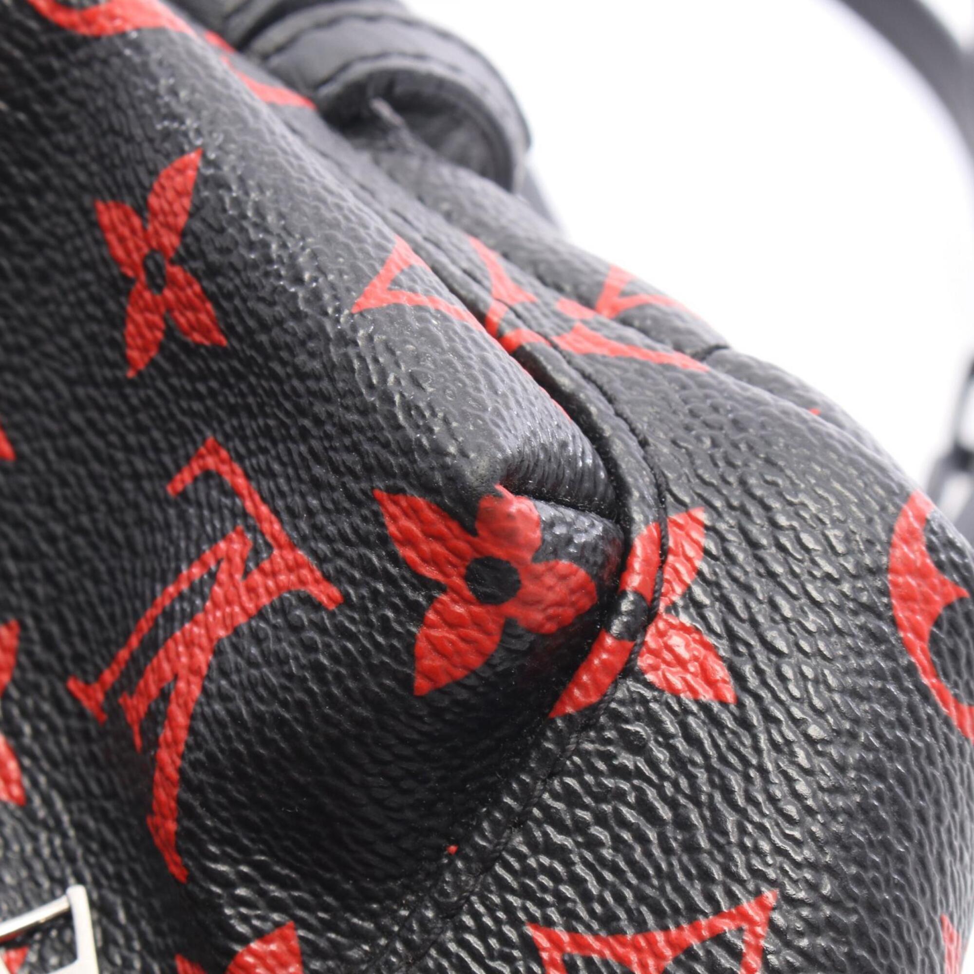 Louis Vuitton Black Red Color Coated Canvas Pvc Leather Backpack Handbag (Pre-Owned)