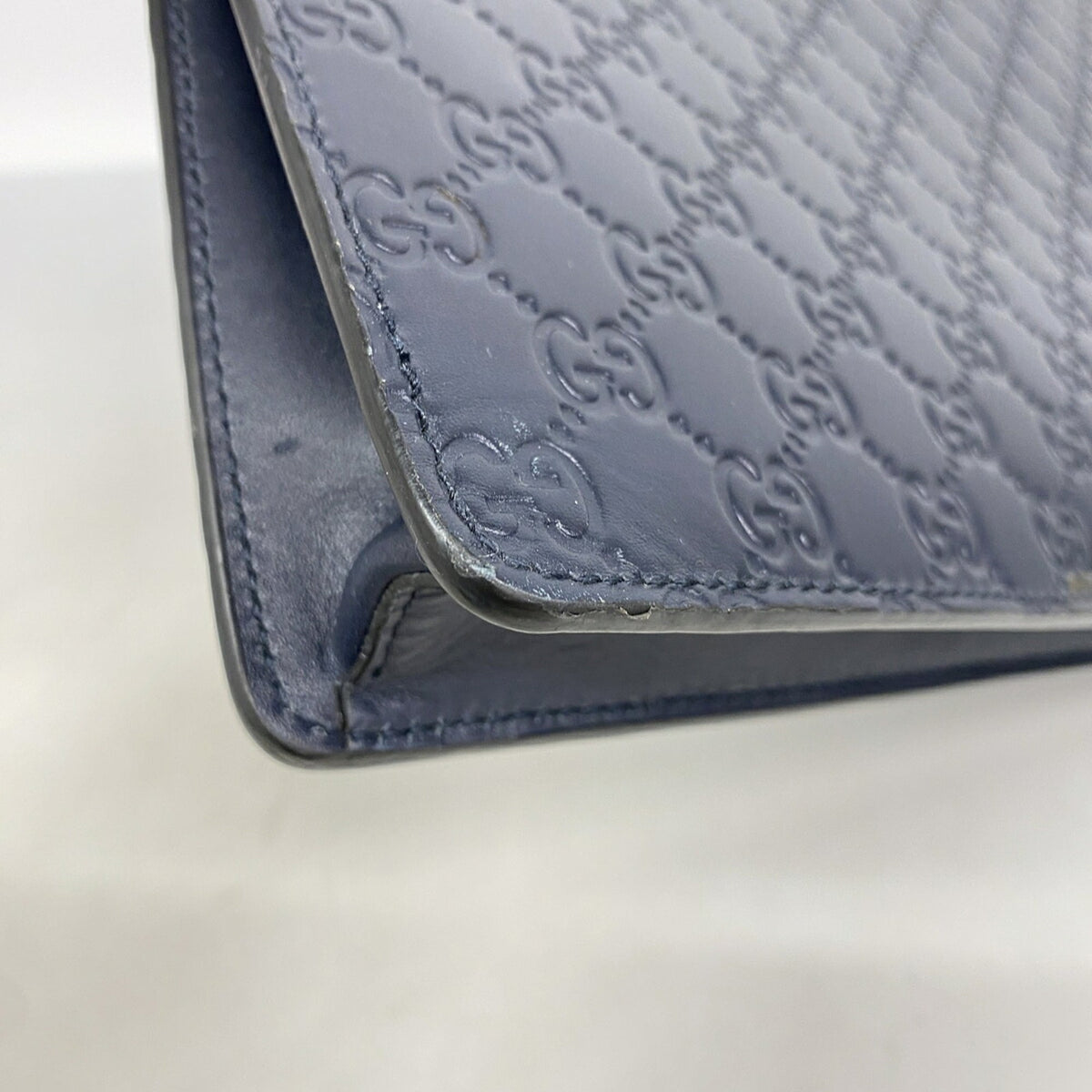 Gucci Navy Leather Shoulder Bag (Pre-Owned)