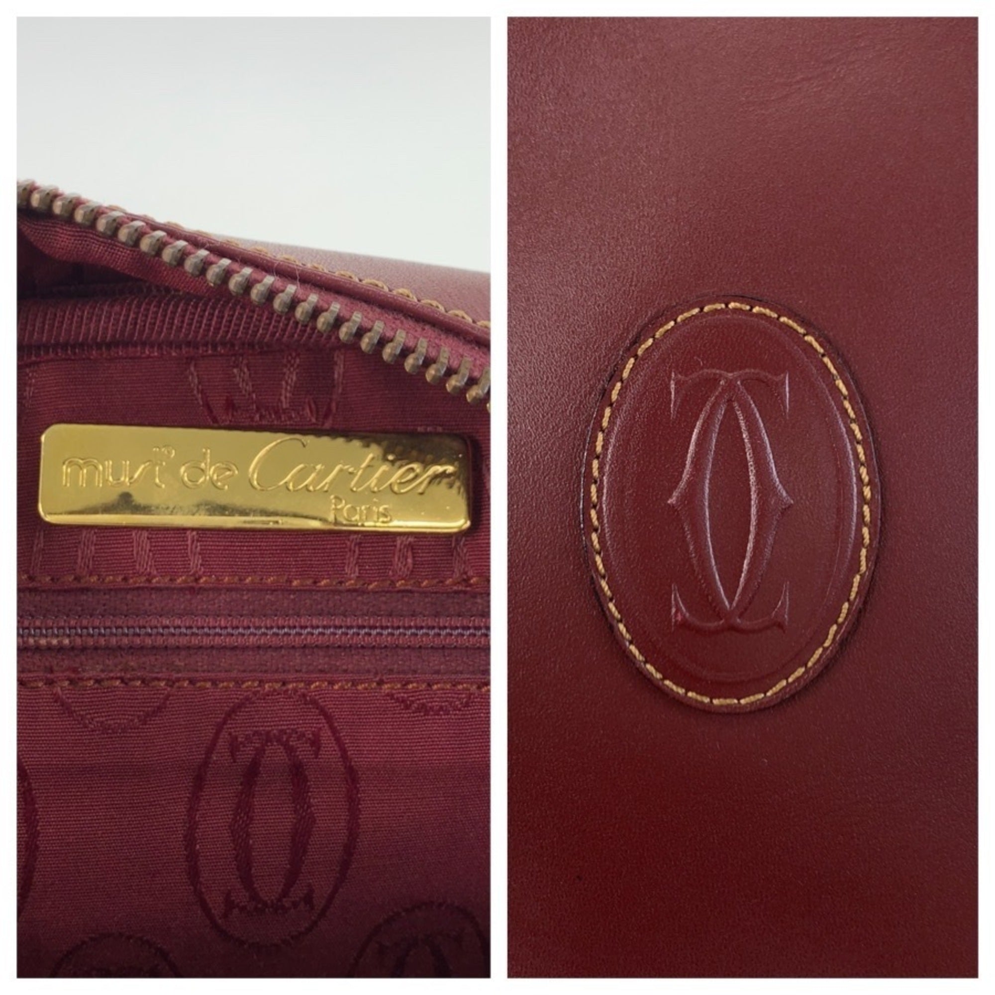 Cartier Bordeaux Leather Pochette Shoulder Bag (Pre-Owned)